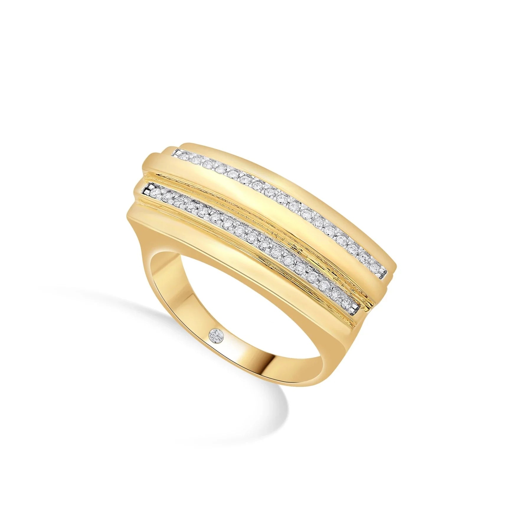 Soiree Double Deluxe Bar Ring - Zen Diamond India