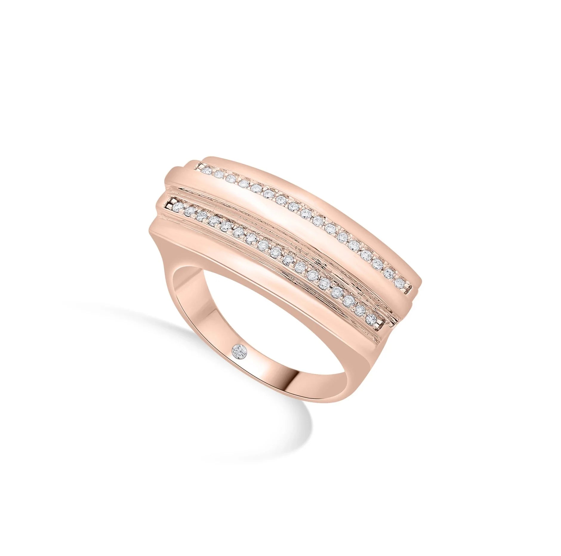 Soiree Double Deluxe Bar Ring - Zen Diamond India