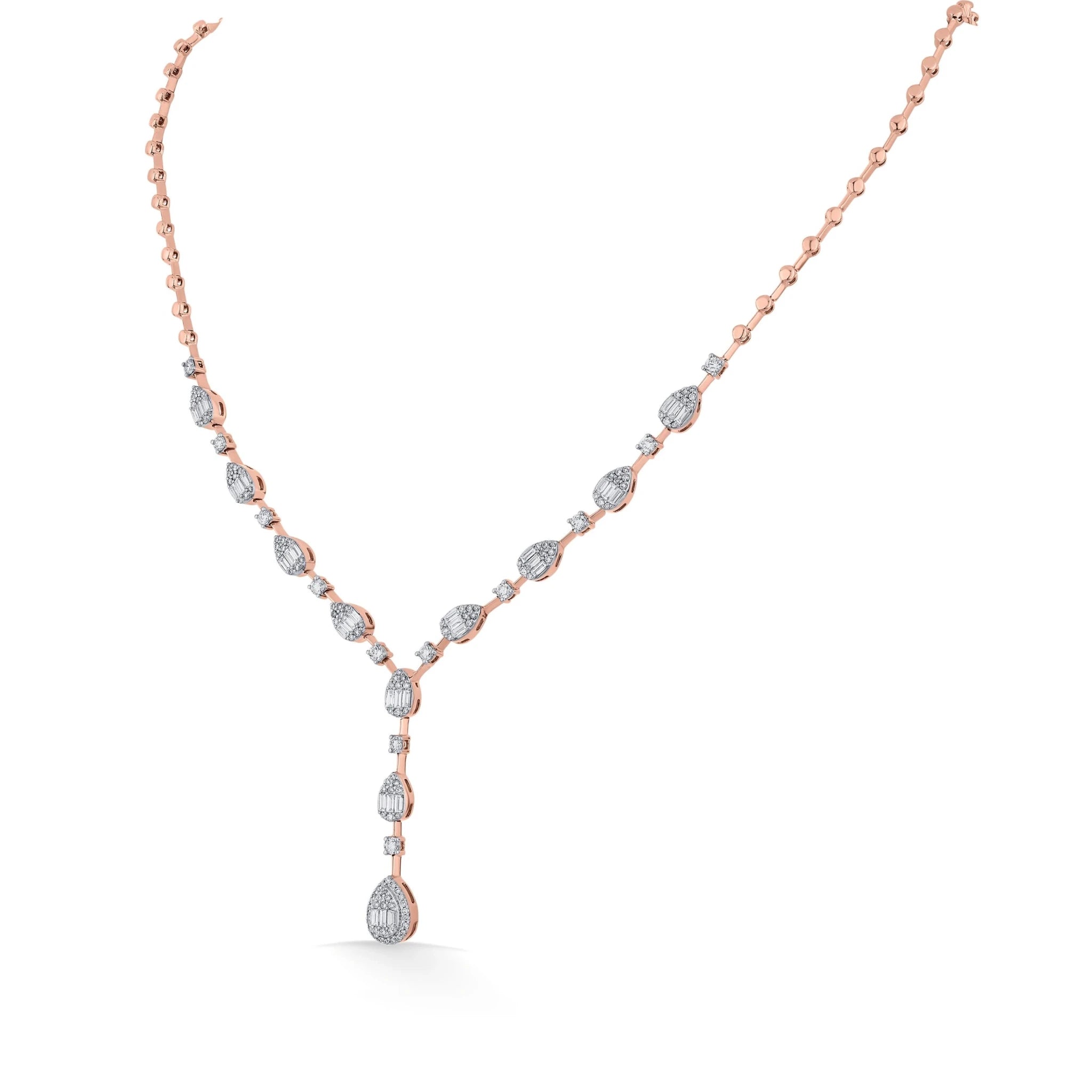 Rosé Radiance Teardrop Luxe Necklace - Zen Diamond India