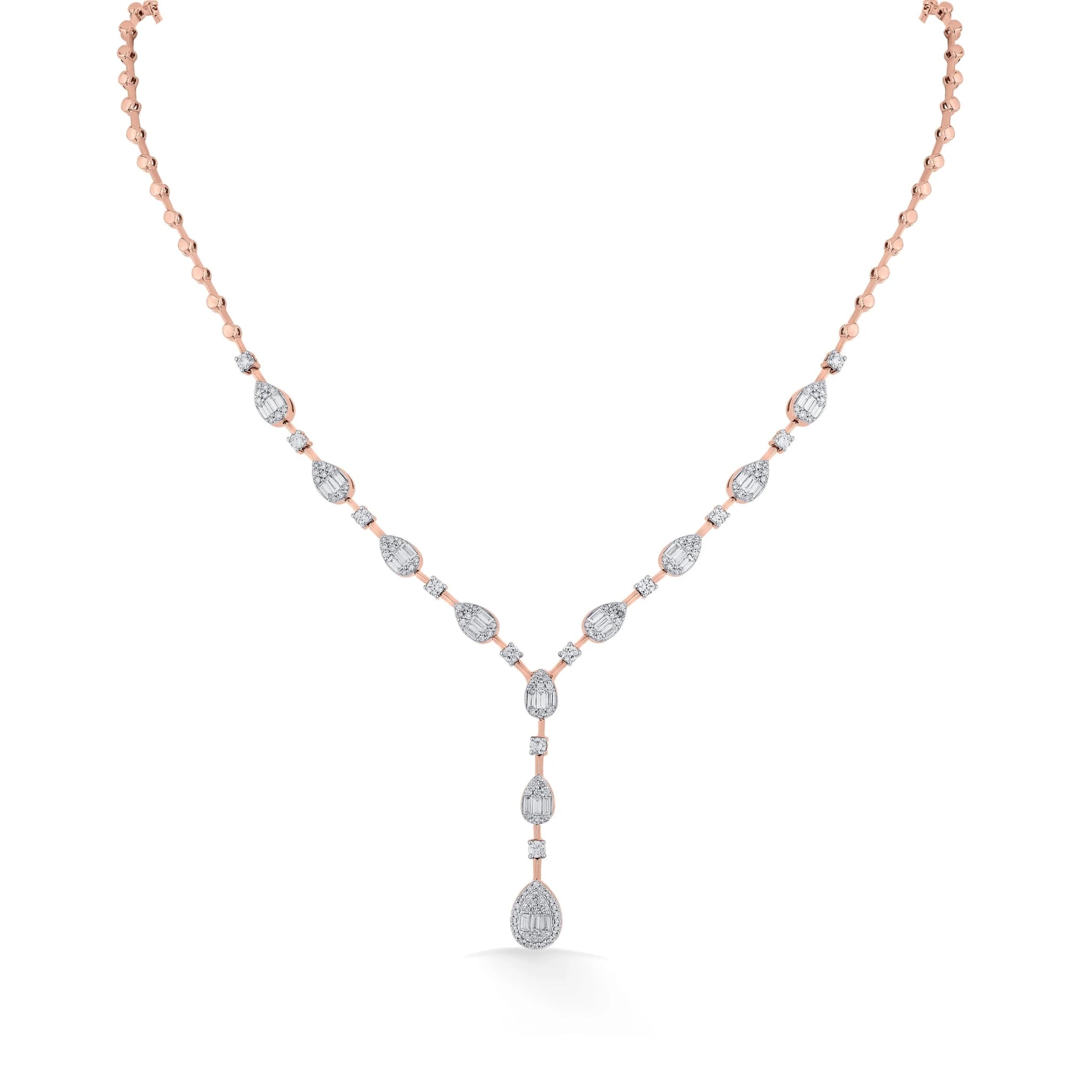 Rosé Radiance Teardrop Luxe Necklace - Zen Diamond India