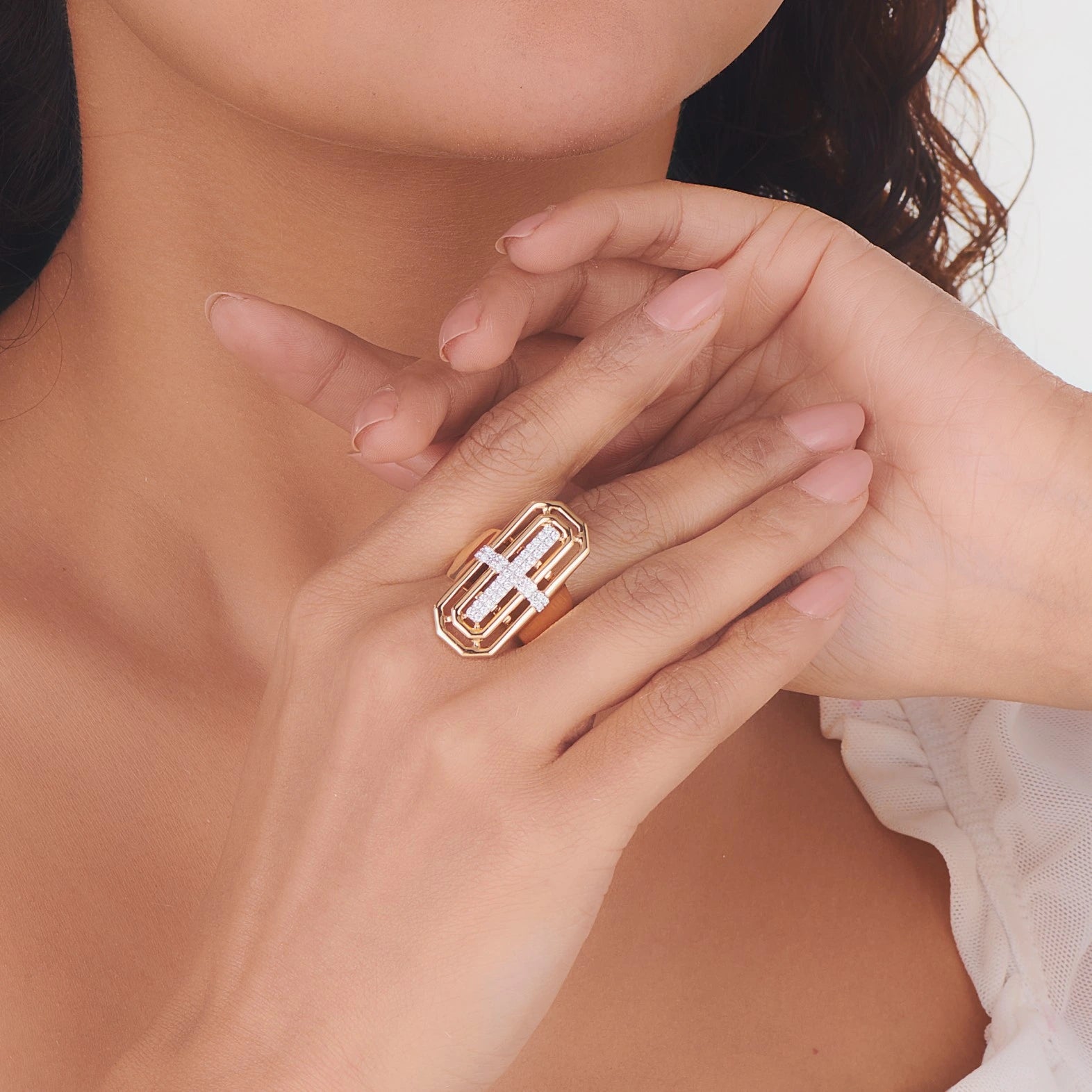 Soiree Deco Dazzle Cage Ring - Zen Diamond India