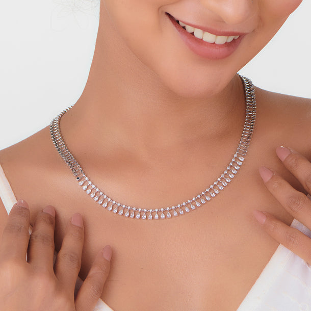Soiltaire Diamond Dewdrop Harmony Necklace - Zen Diamond India