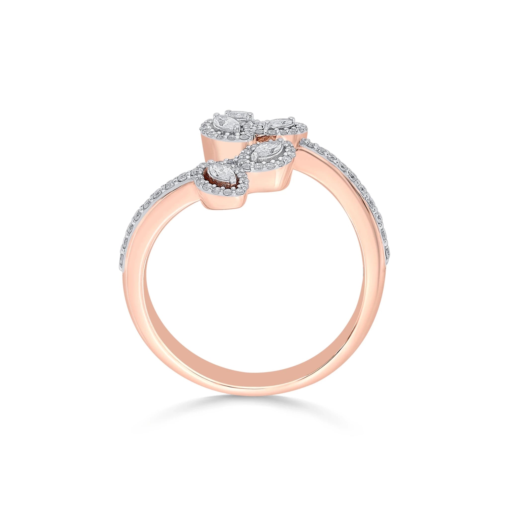 Solitaire Petal Pave Ring - Zen Diamond India