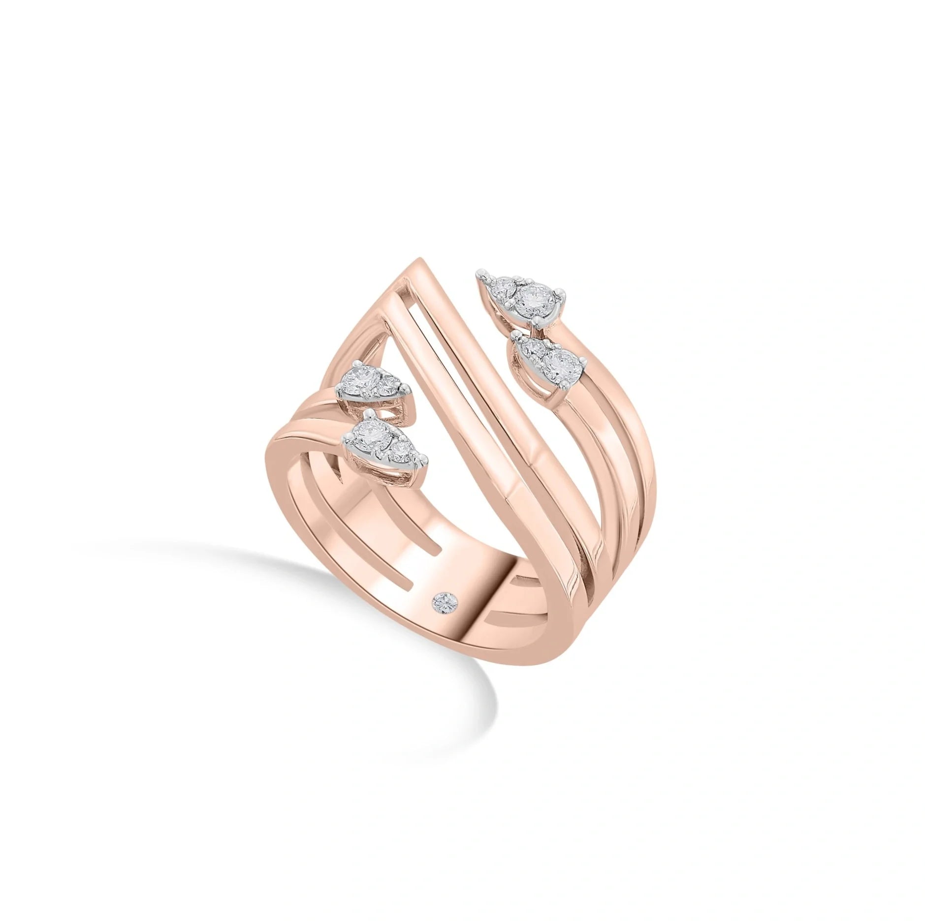 Soirée Vortex Glint Diamond Split Ring - Zen Diamond India