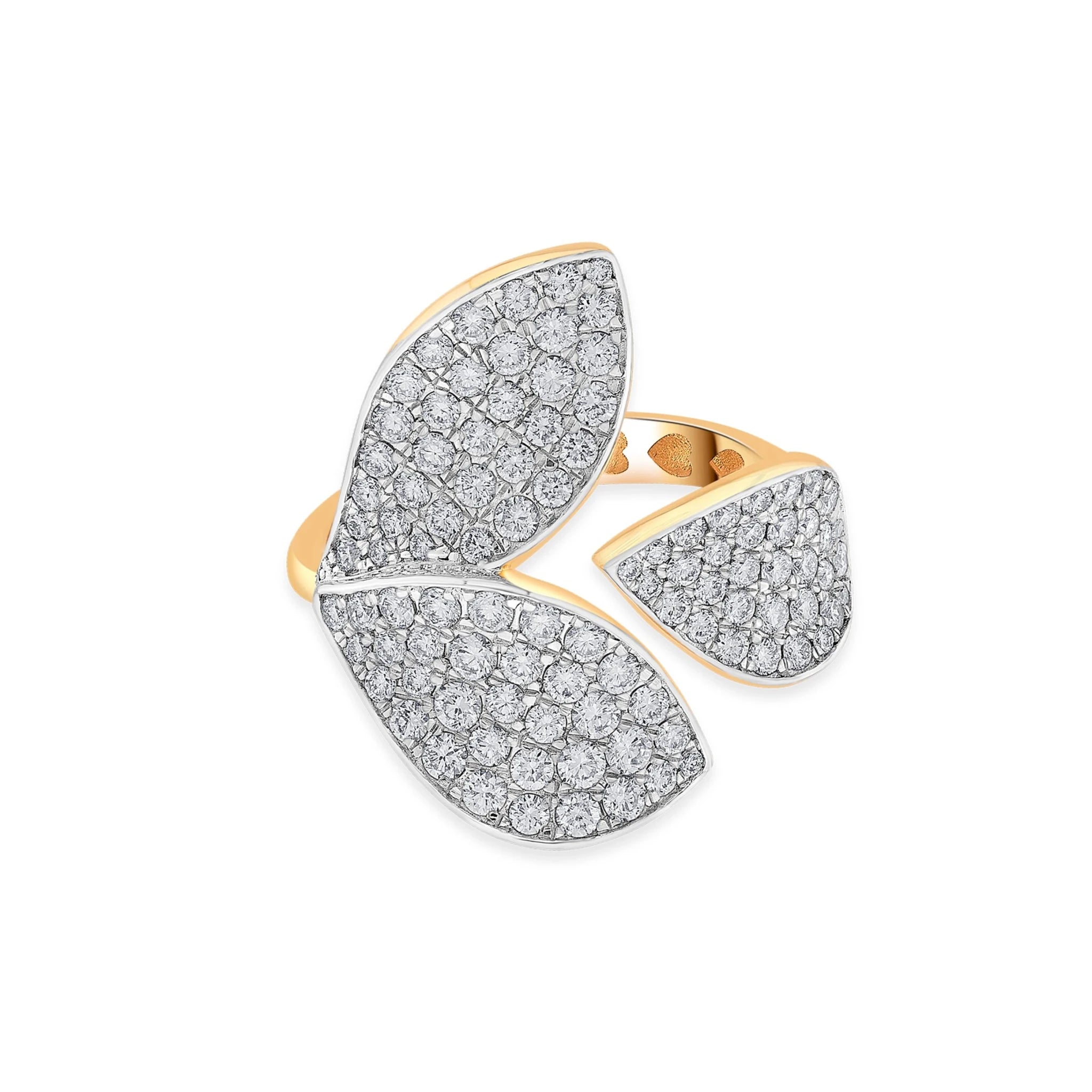 Bloom Twin Petal Spark Ring - Zen Diamond India