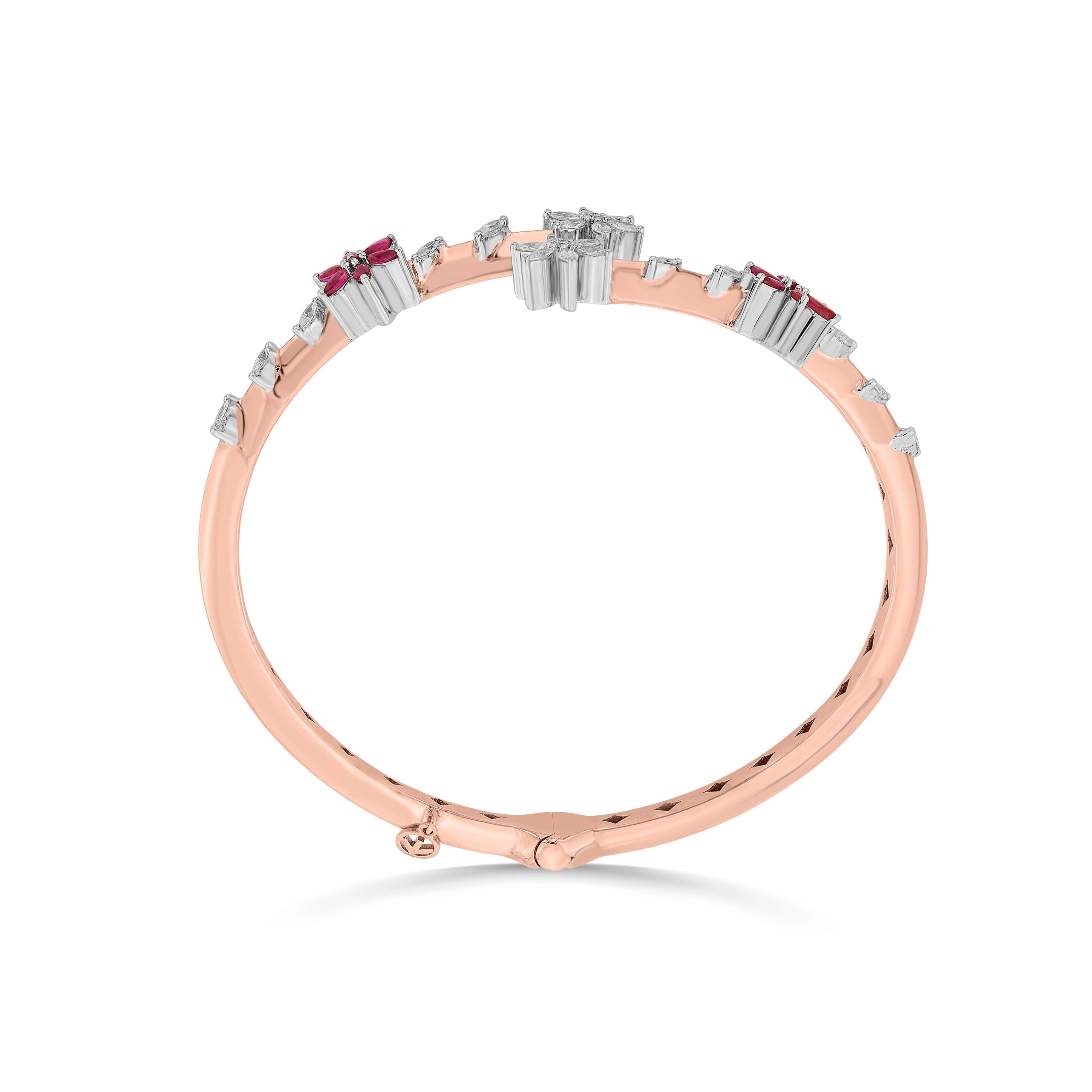Toren Ruby Floral Vine Cuff Bracelet - Zen Diamond India