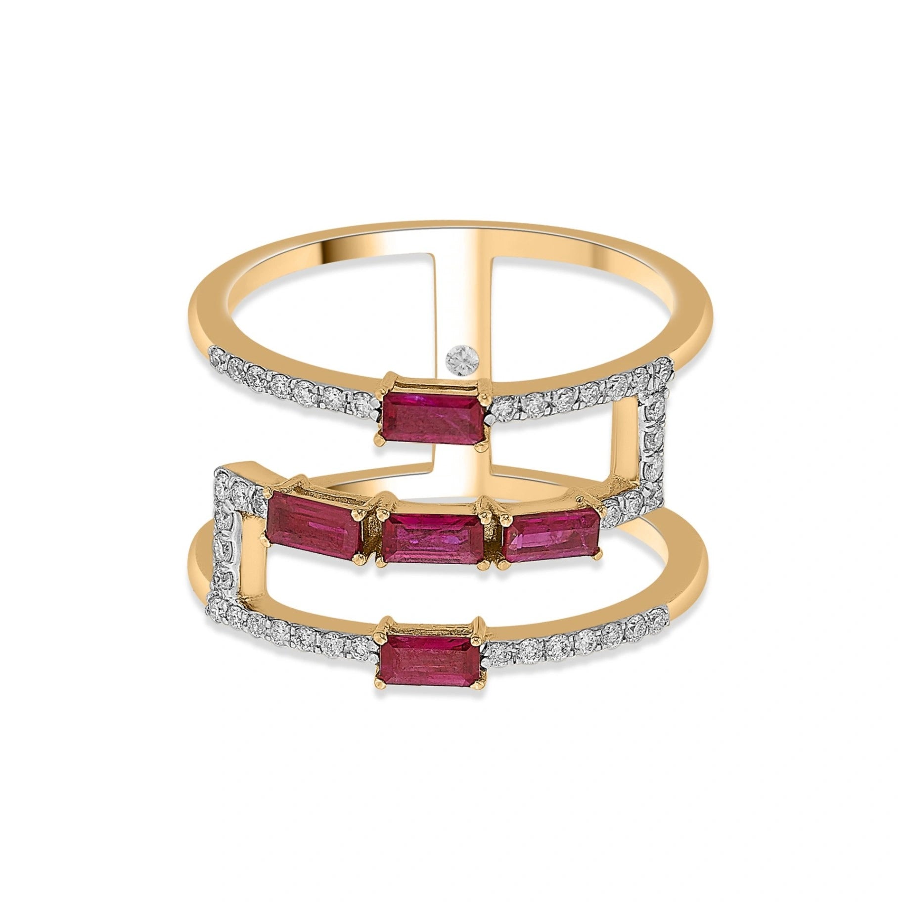 Toren Triple - Decker Diamond Cuff Ring - Zen Diamond India
