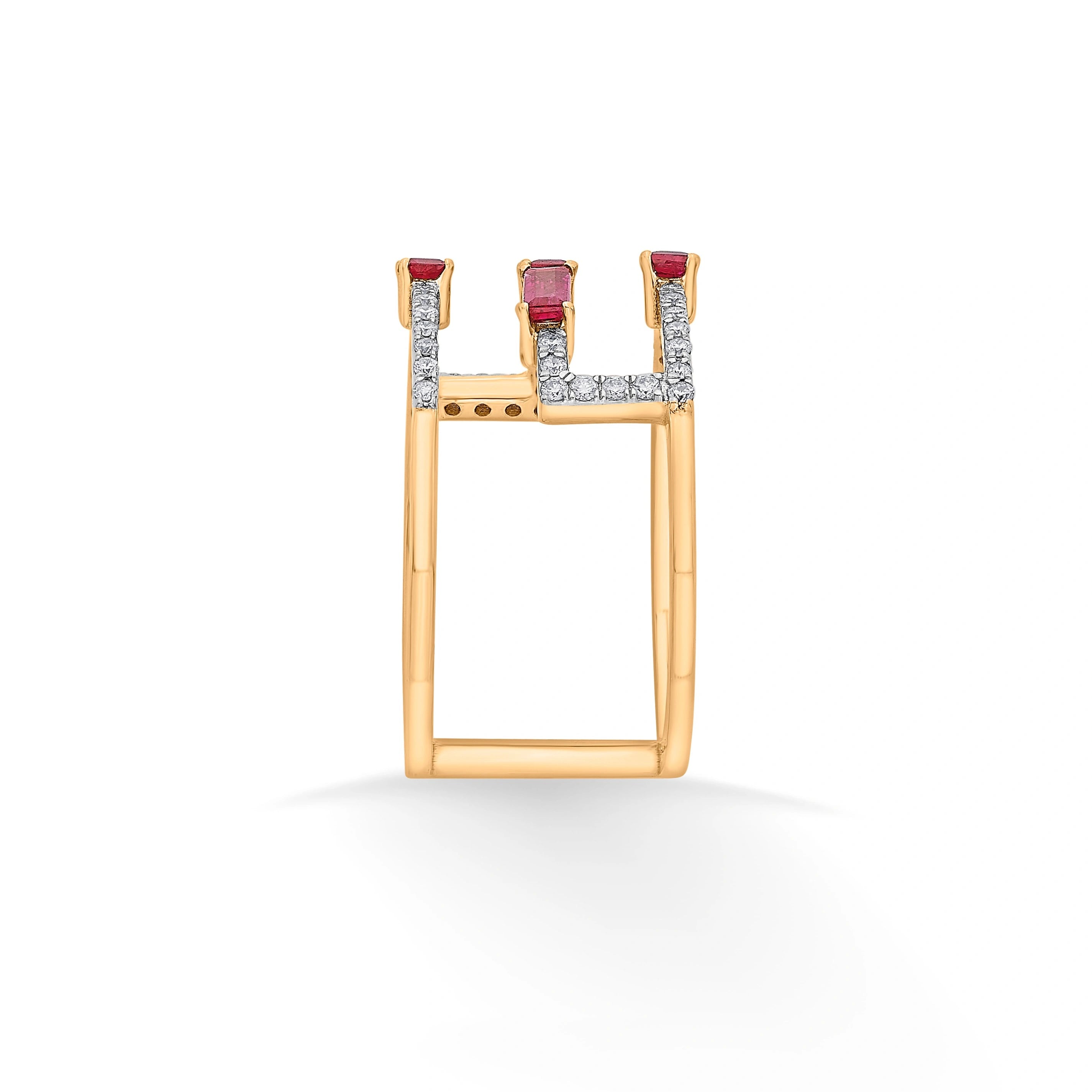 Toren Triple - Decker Diamond Cuff Ring - Zen Diamond India