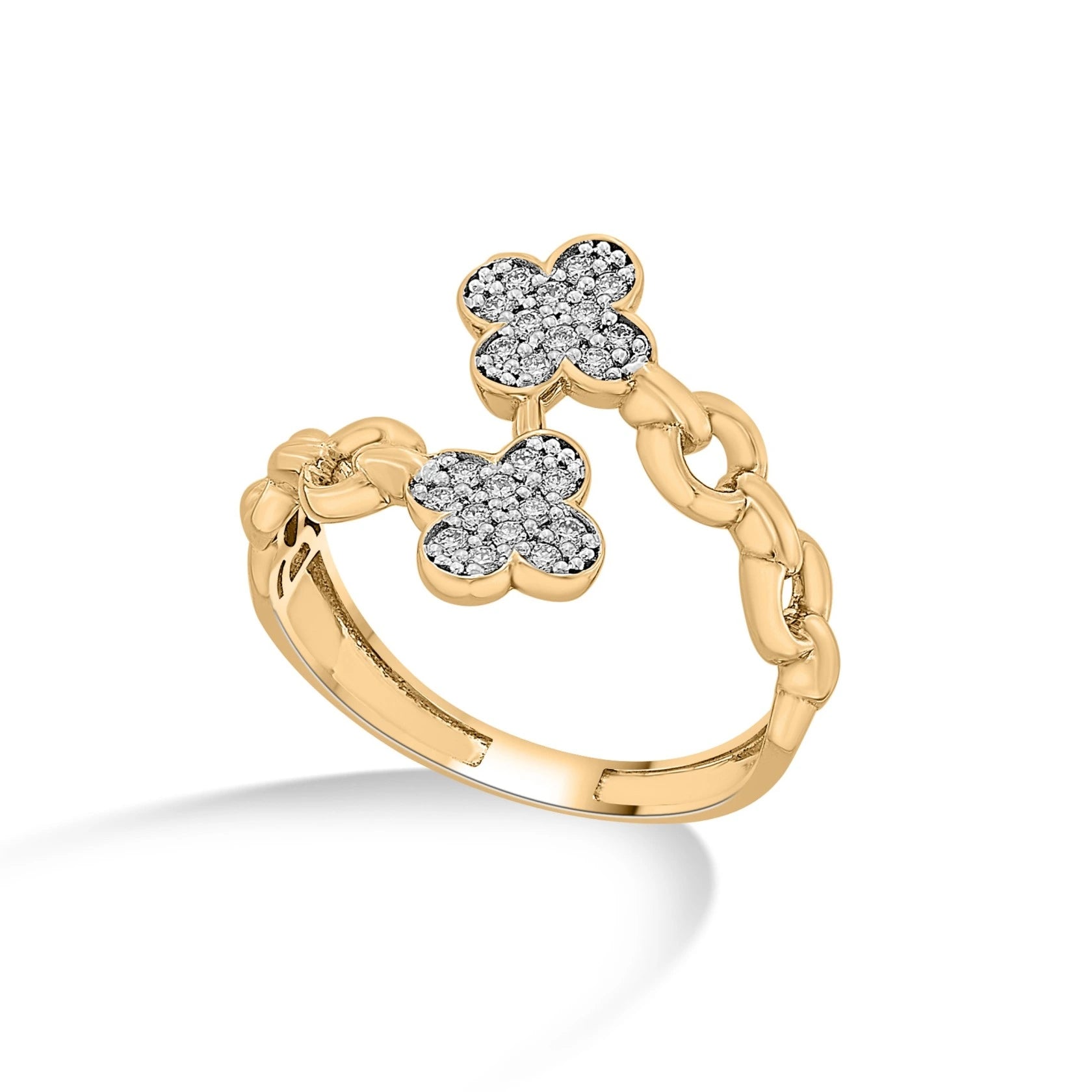 Cuban Golden Clover Cascade Ring