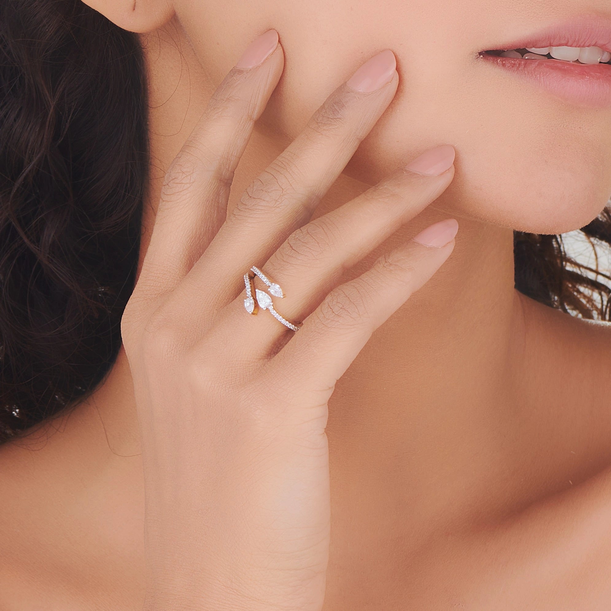 Zen Pirlanta Triple Dewdrop Ring - Zen Diamond India