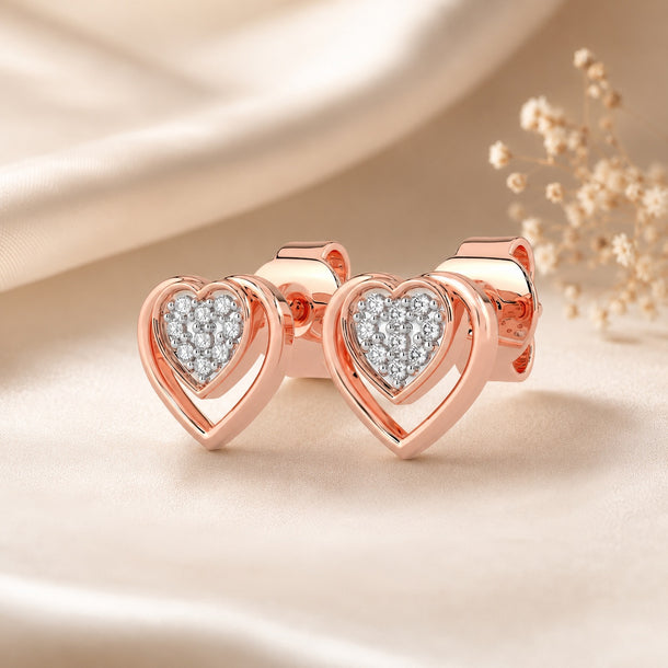 Celeste Sparkling Heart Halo Studs