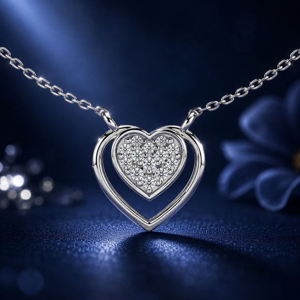 Celeste Dazzling Heart Halo Drop Pendant