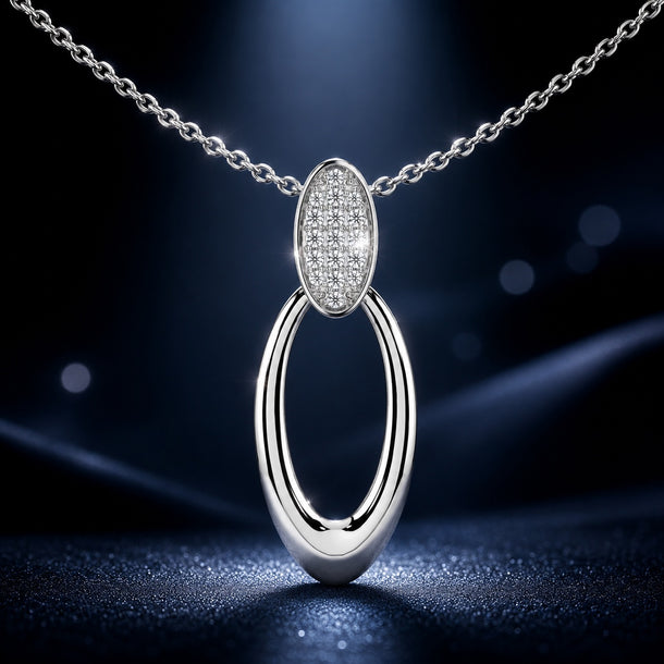 Celeste Oval Spark Halo Drop Pendant