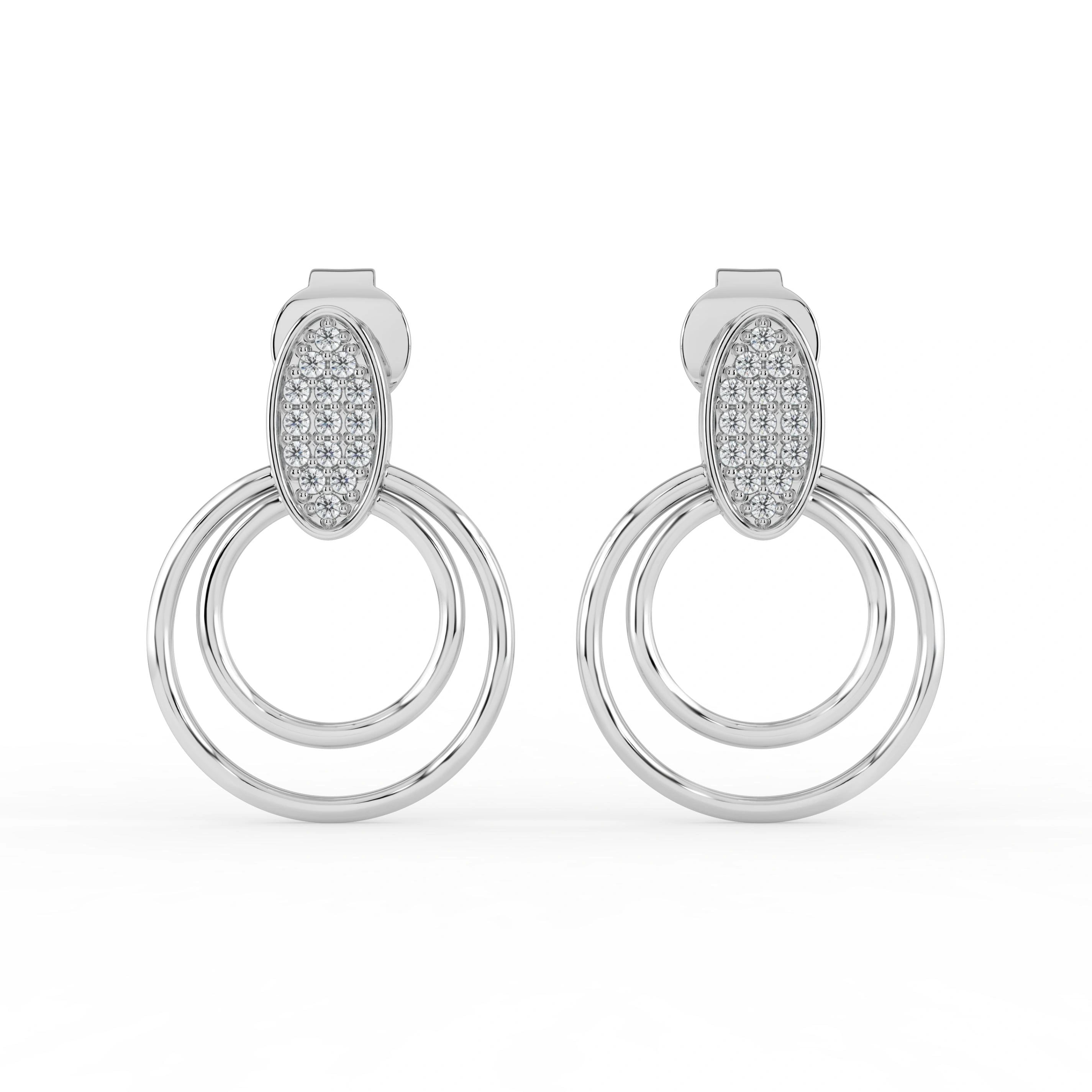 Celeste Radiant Oval Double Halo Drop Earrings