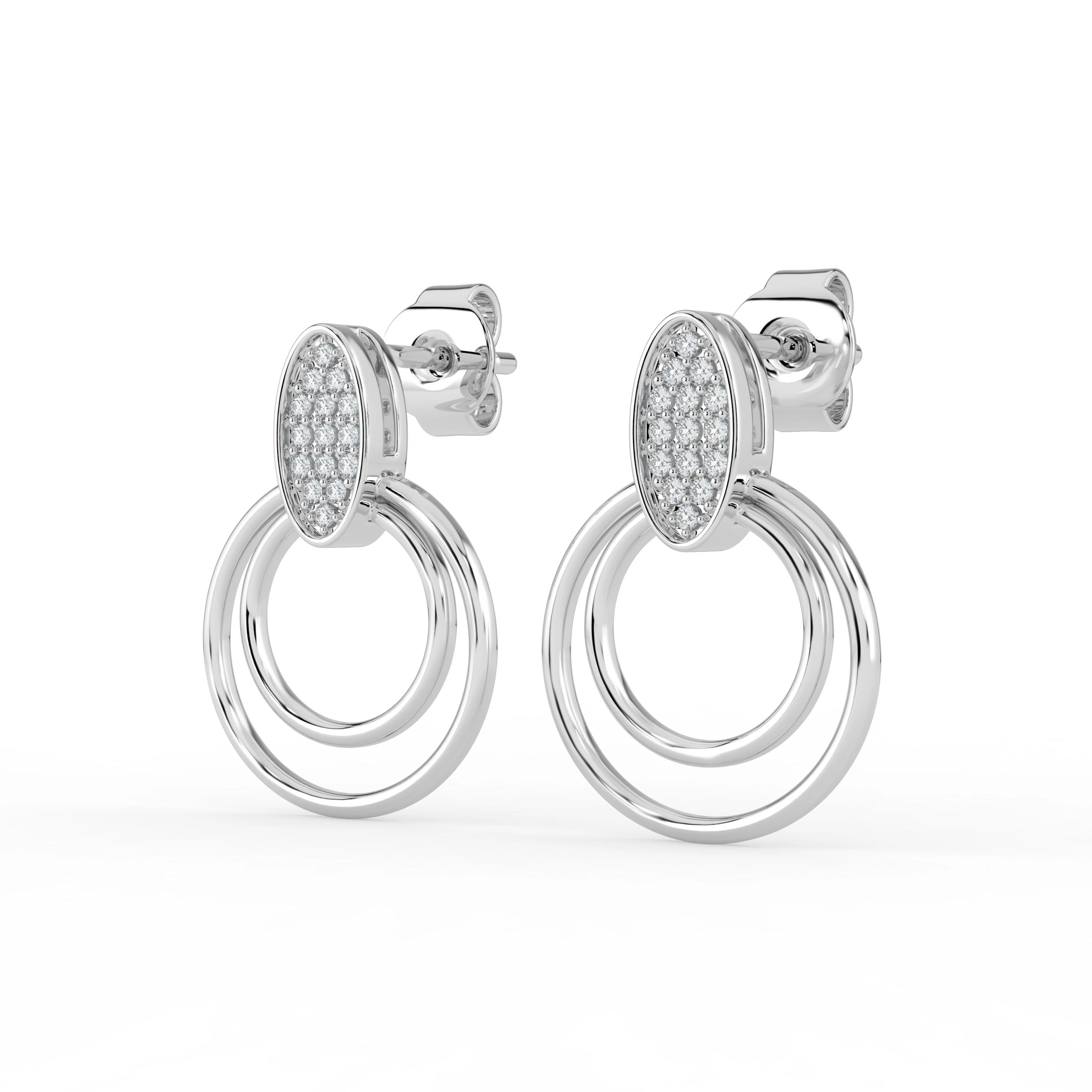 Celeste Radiant Oval Double Halo Drop Earrings