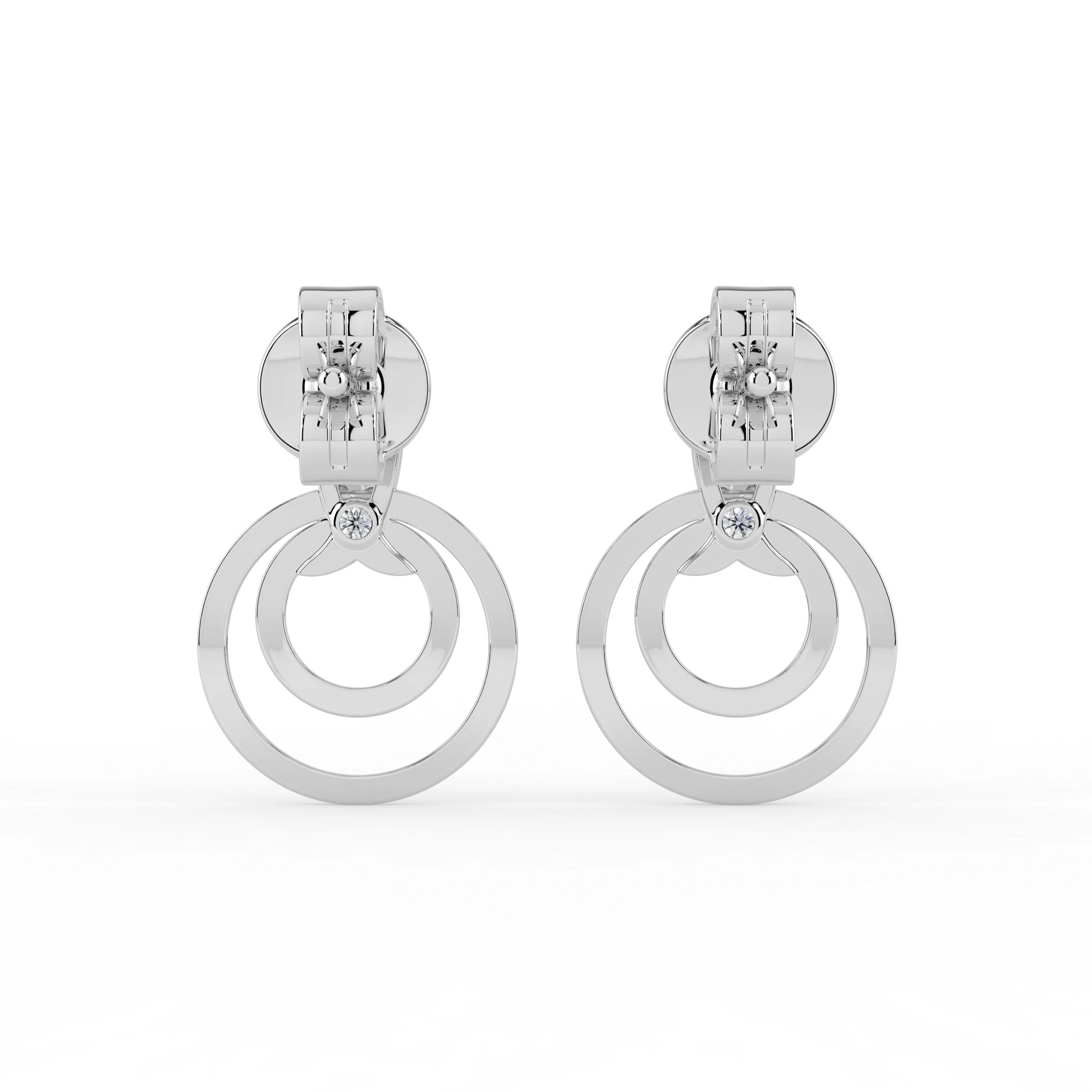 Celeste Elegant Pear Drop Double Circle Earrings