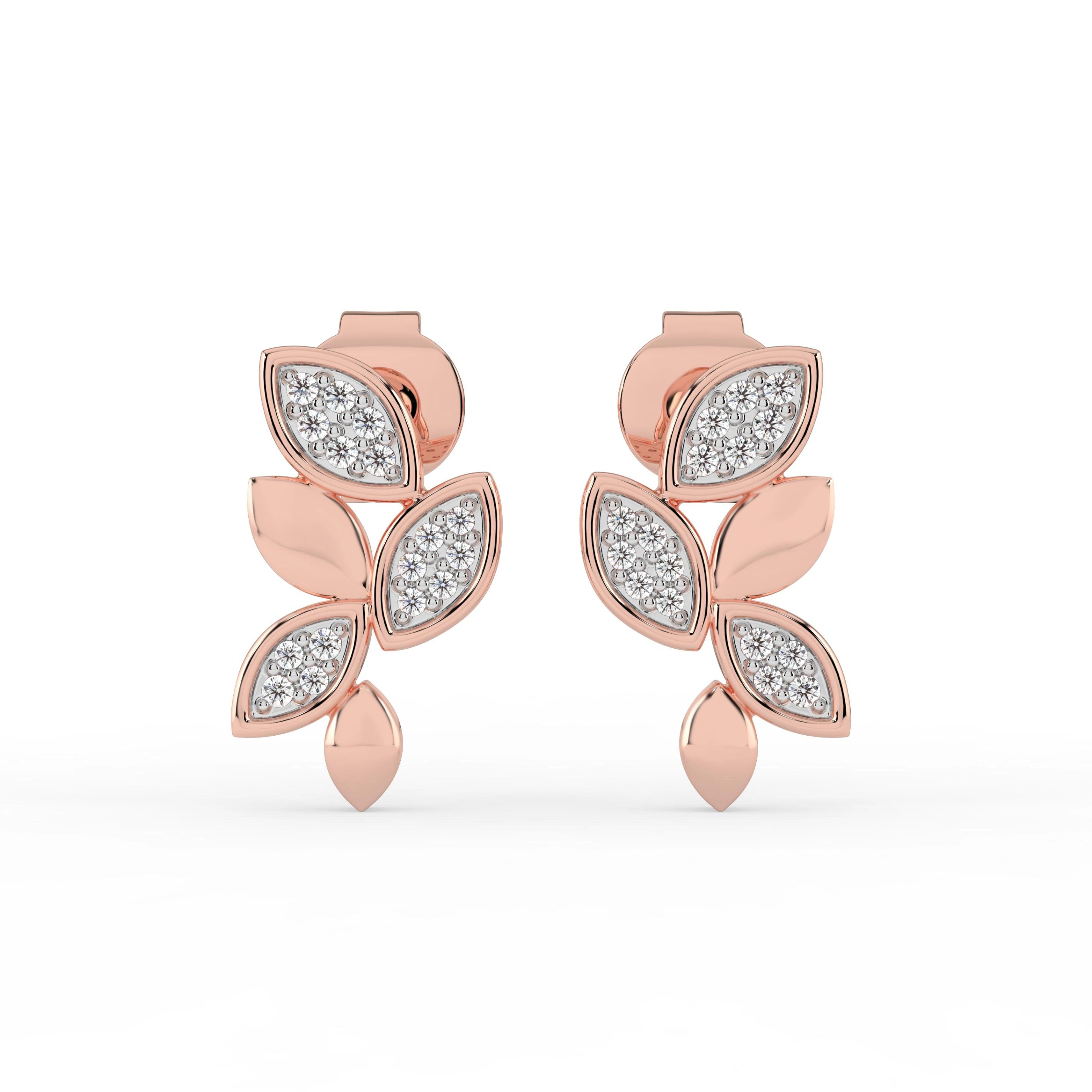 Celeste Glitter Leaf Elegance Studs