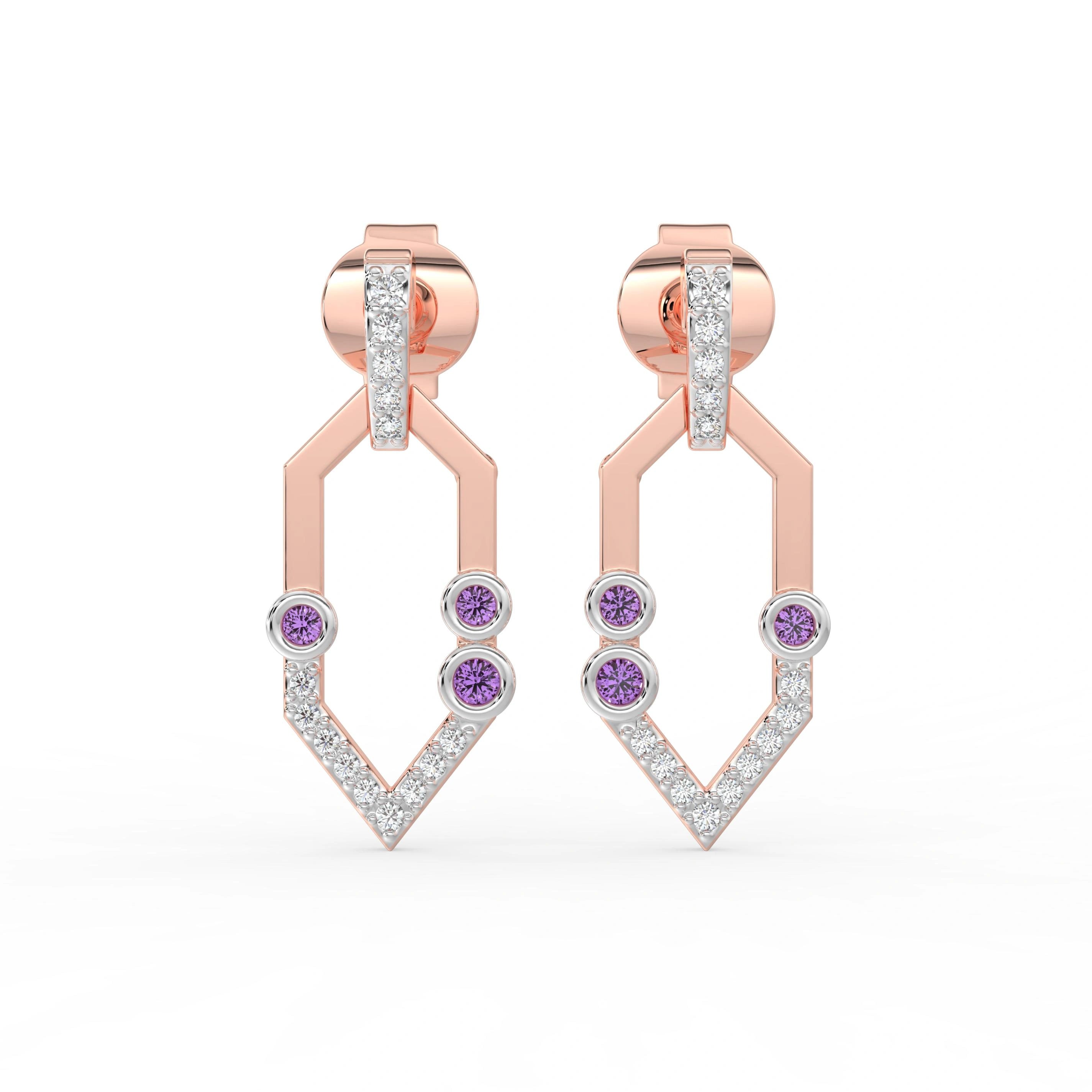 Celeste Golden Spark V-Drop Diamond Accent Earrings