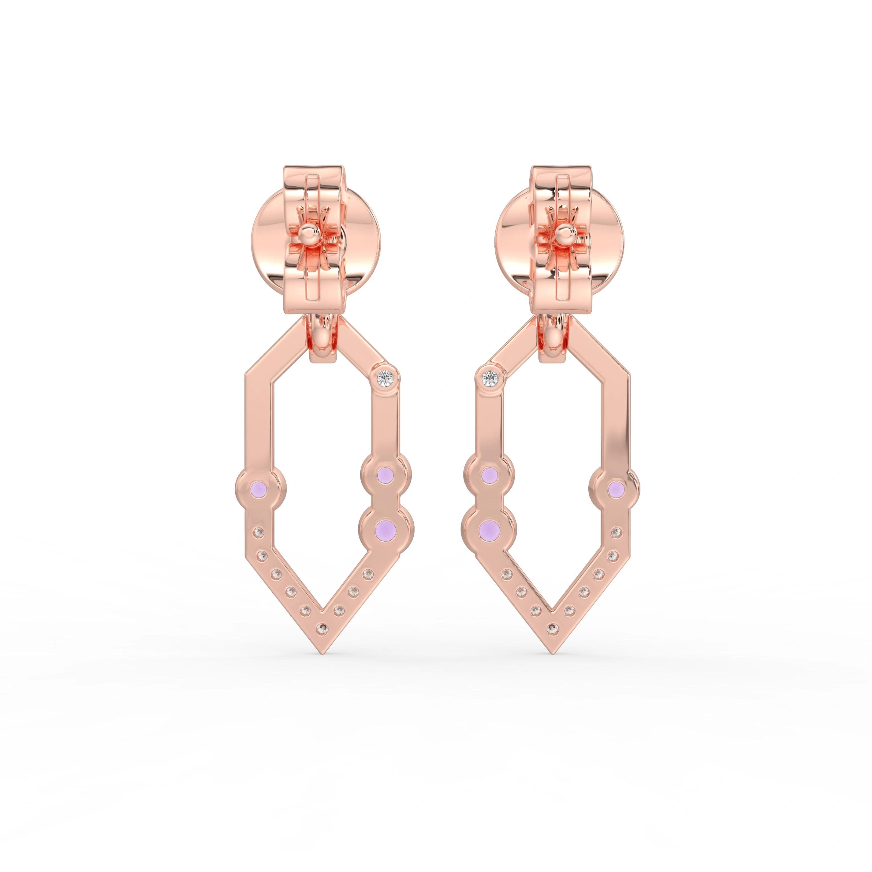 Celeste Golden Spark V-Drop Diamond Accent Earrings