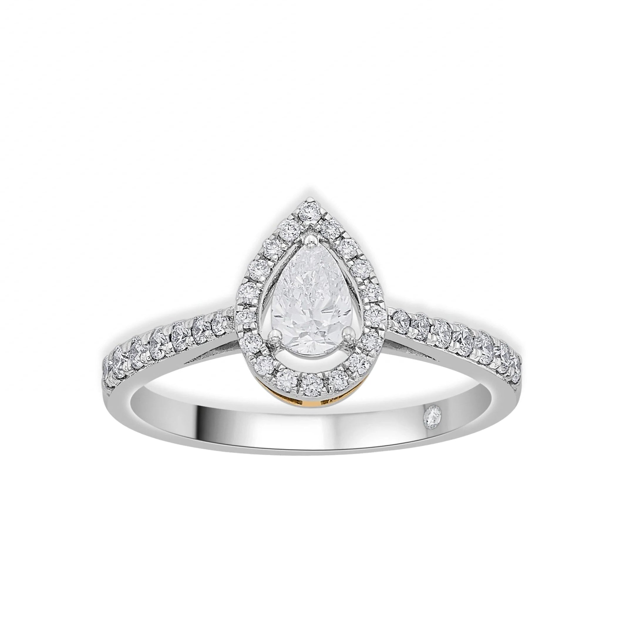 Zen Pirlanta Paved Pear Solitaire Ring - Zen Diamond India