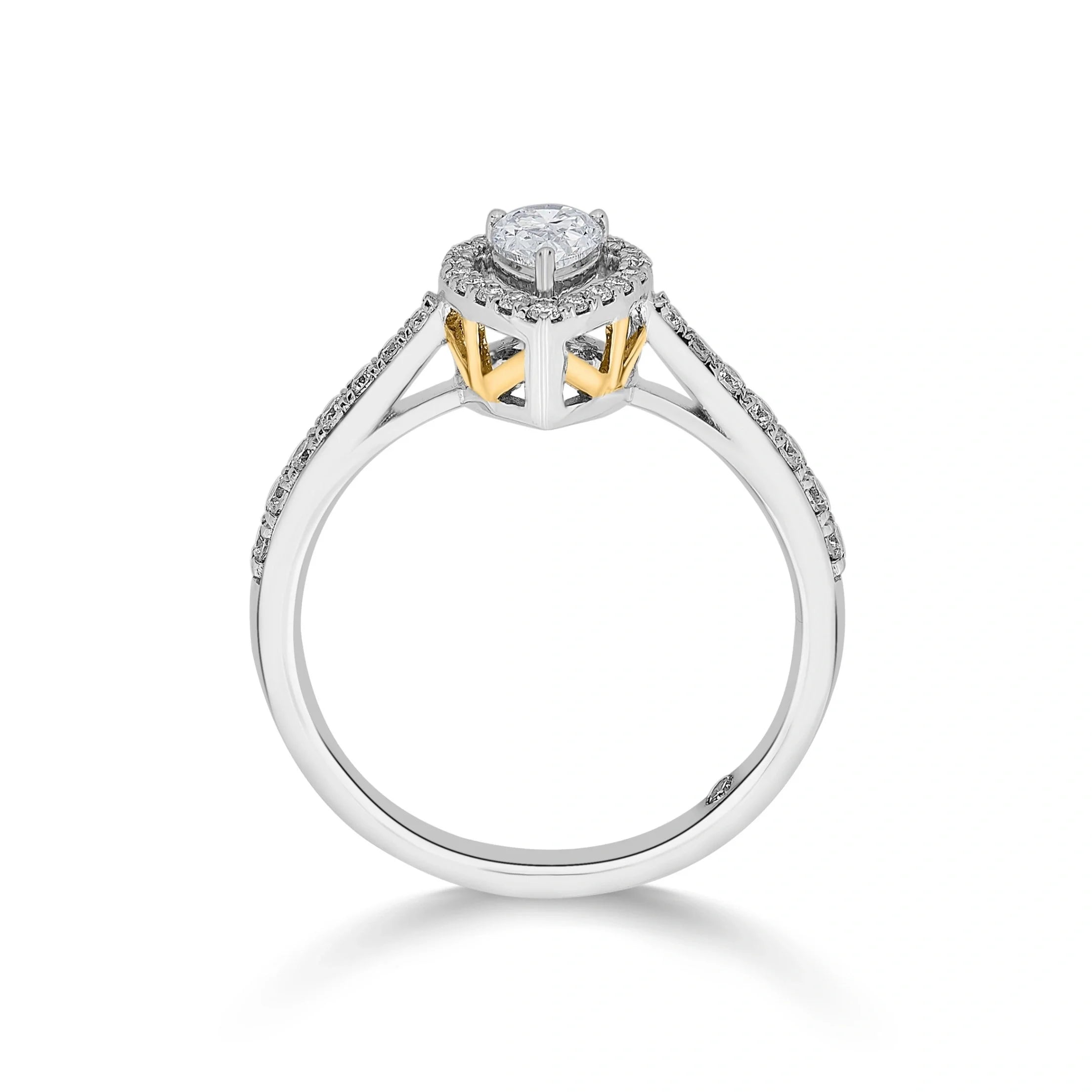 Zen Pirlanta Paved Pear Solitaire Ring - Zen Diamond India