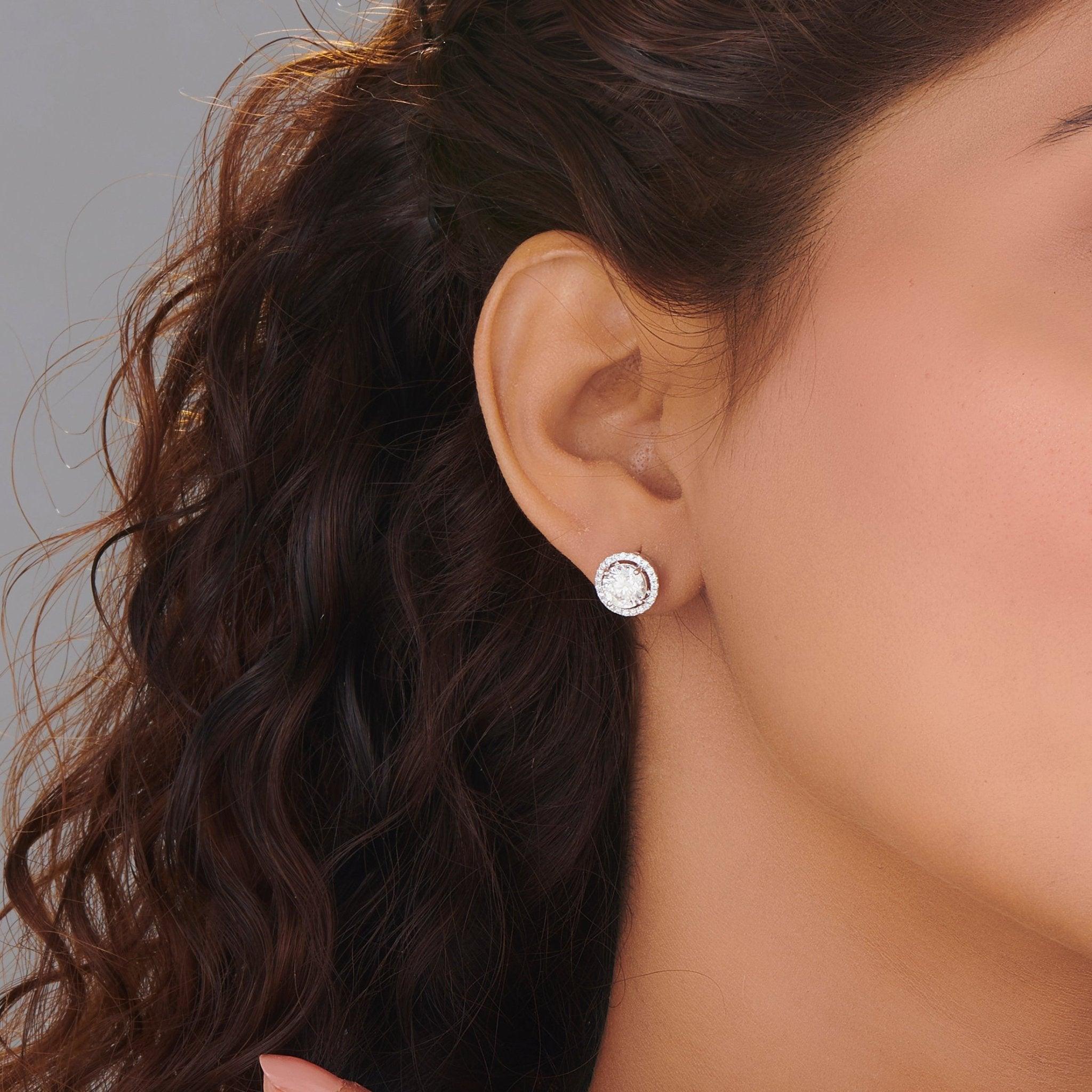Zen Pirlanta 1.00 cts Round Halo Solitaire Earrings
