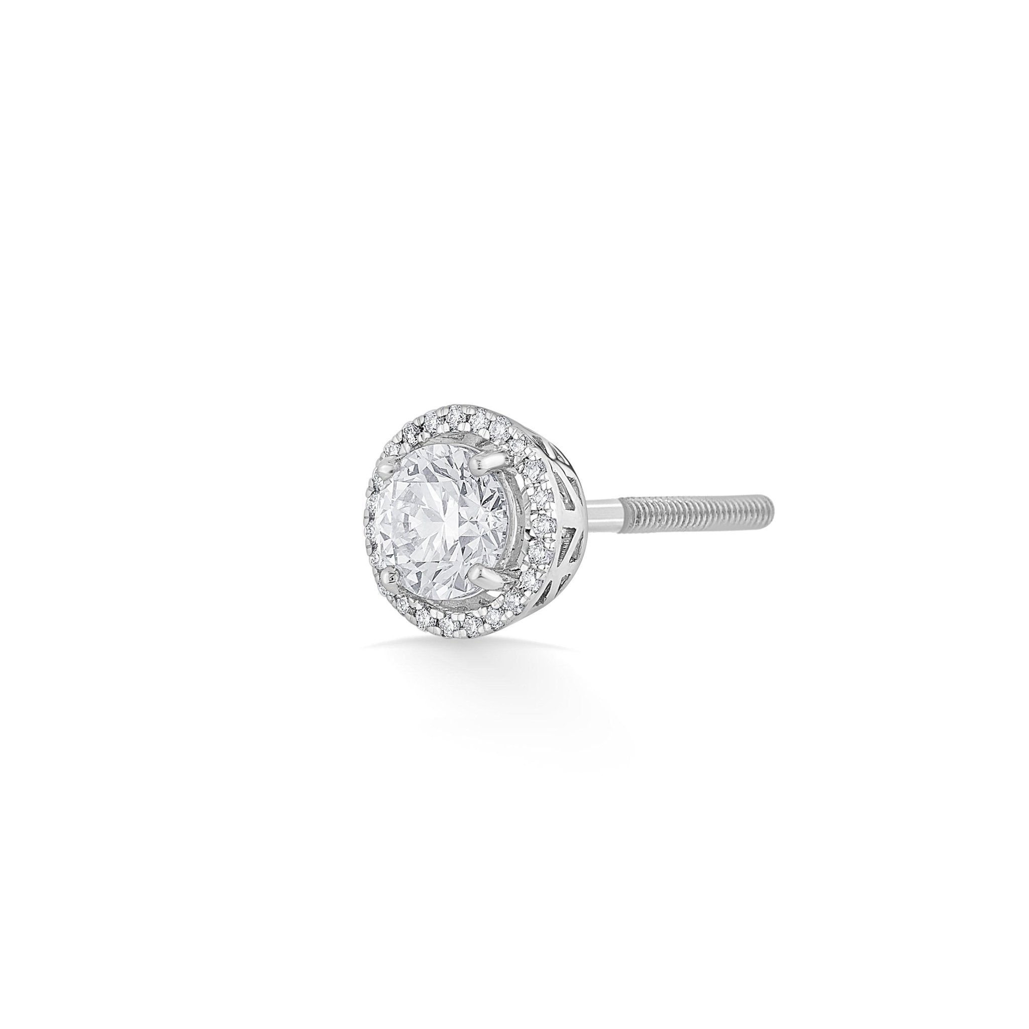 Zen Pirlanta 1.00 cts Round Halo Solitaire Earrings