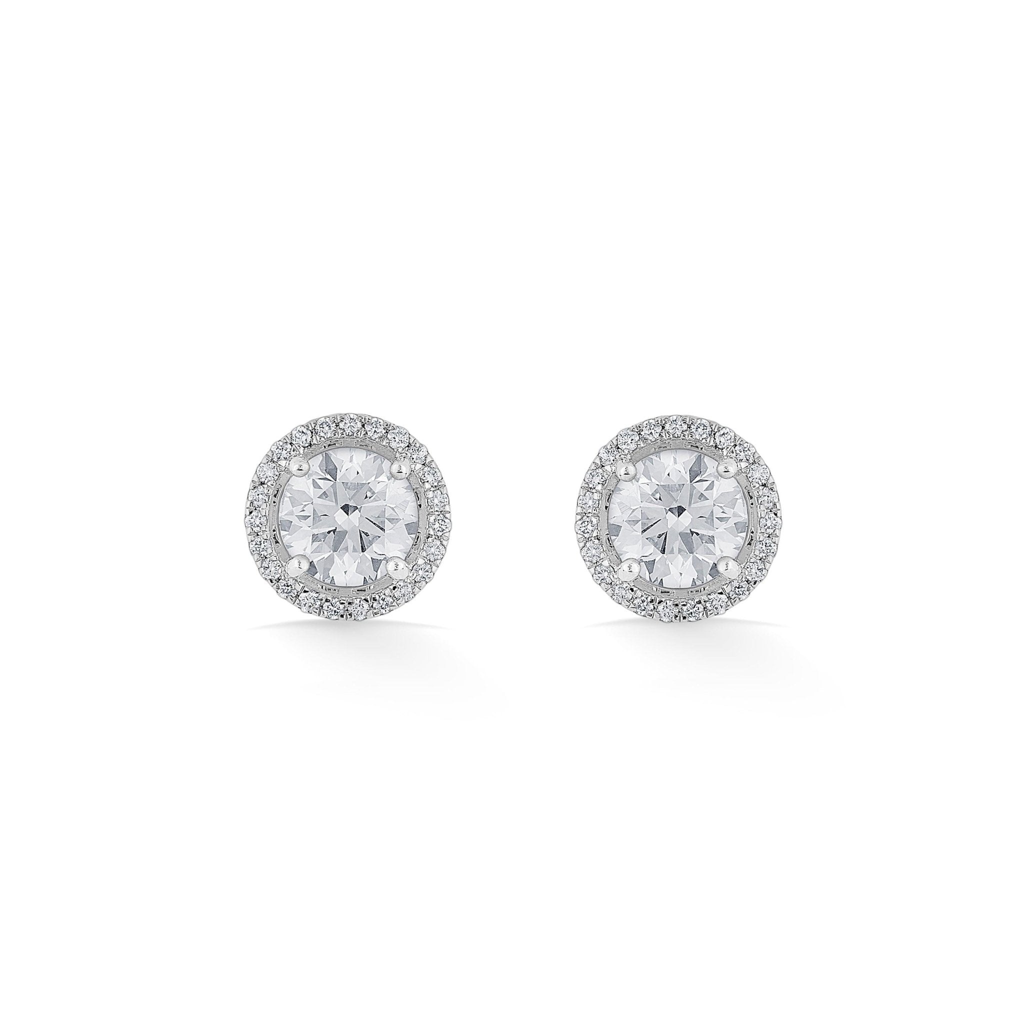 Zen Pirlanta 1.00 cts Round Halo Solitaire Earrings