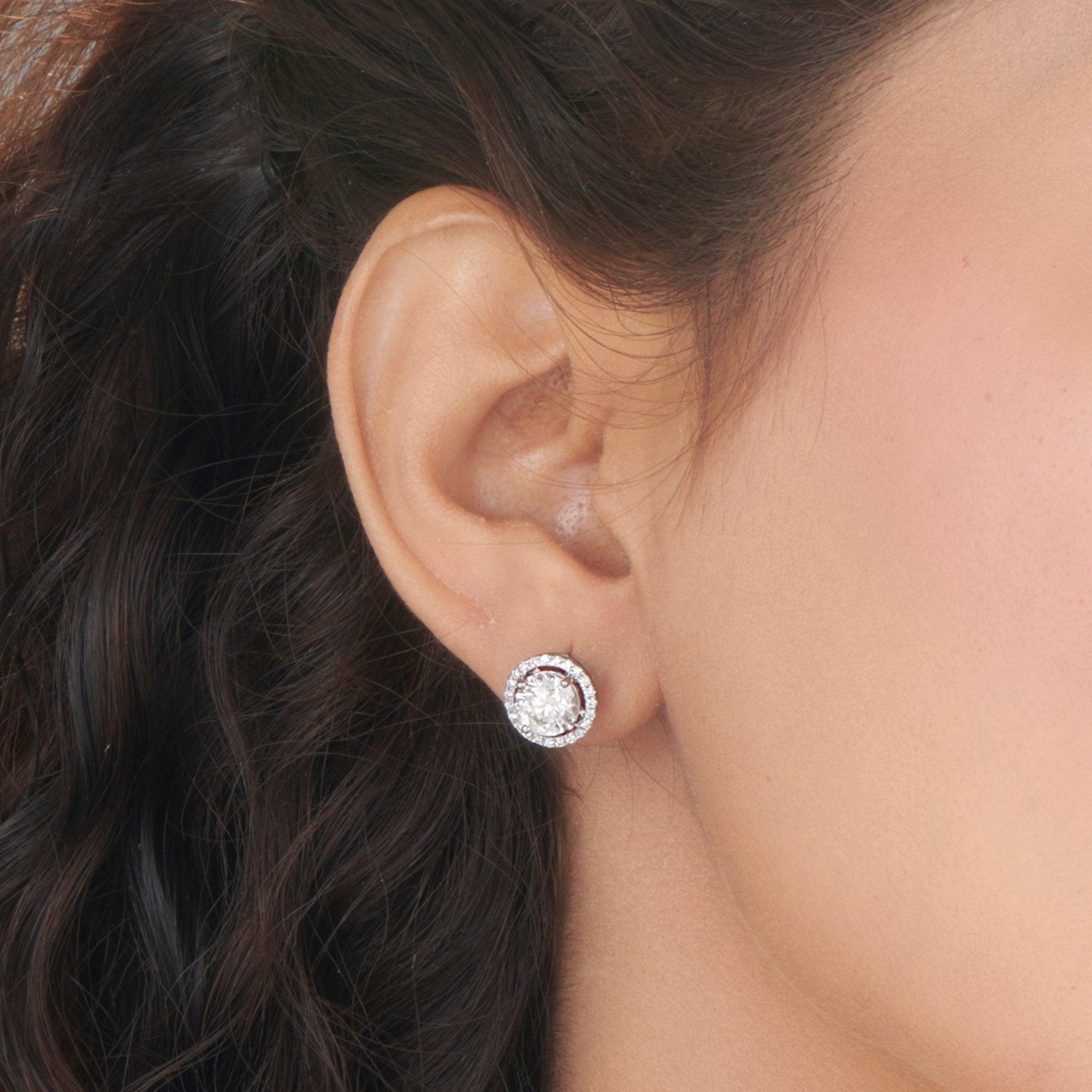 Zen Pirlanta 1.00 cts Round Halo Solitaire Earrings
