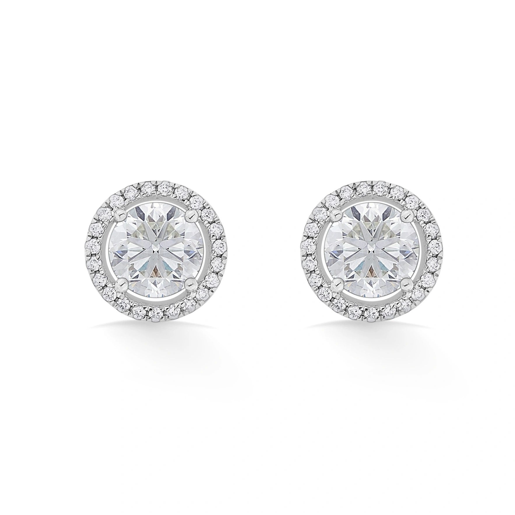 Solitaire Radiant Halo Sparkle Studs - Zen Diamond India