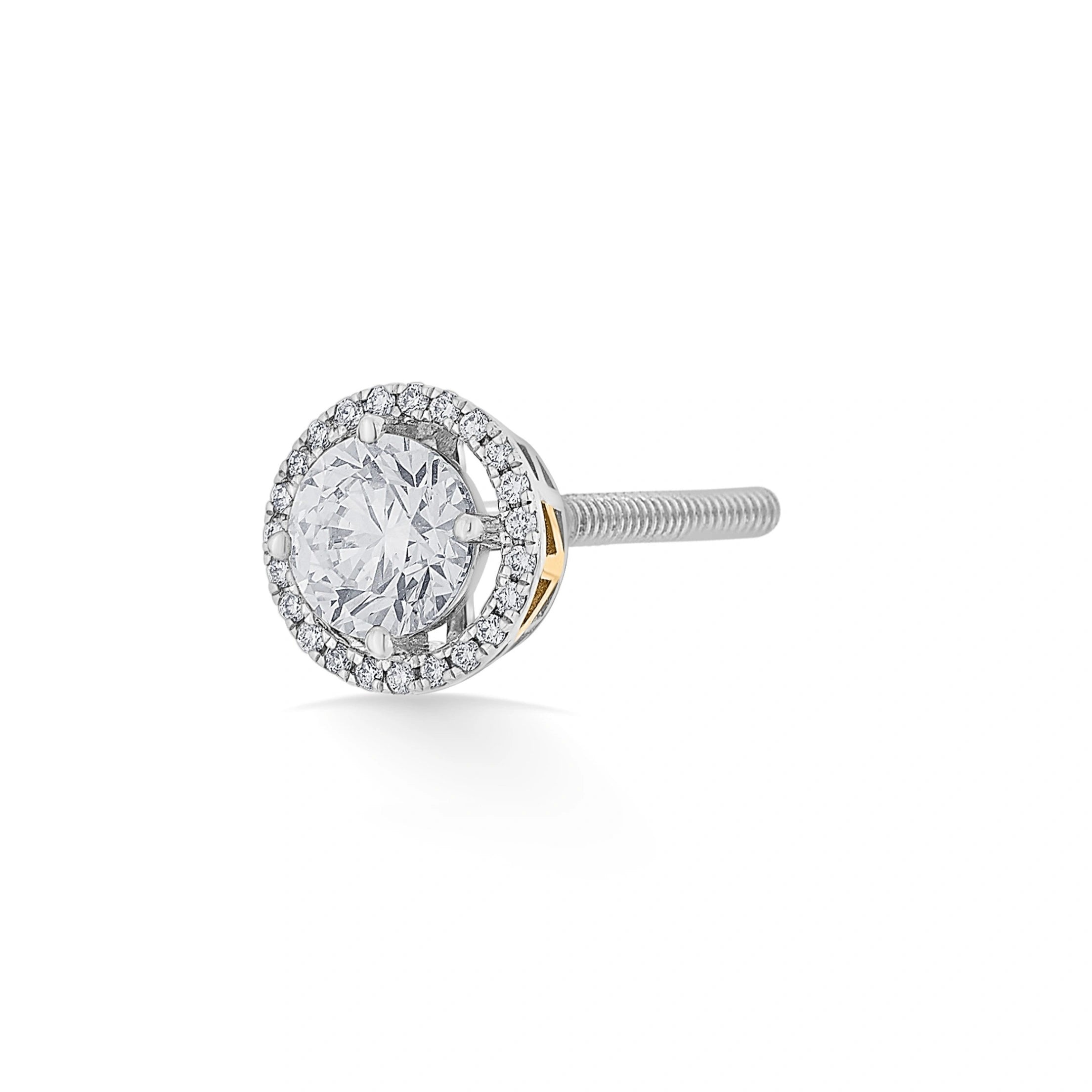 Solitaire Radiant Halo Sparkle Studs - Zen Diamond India