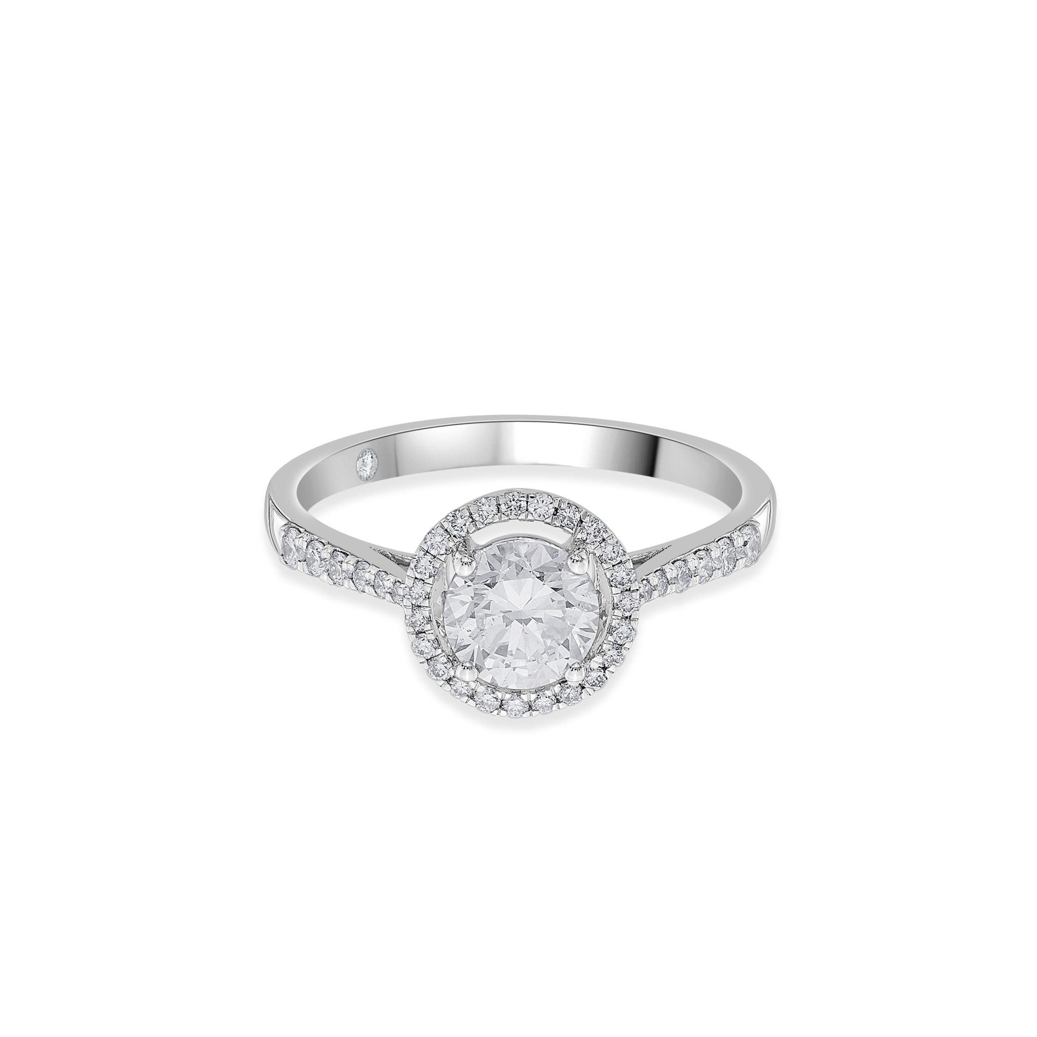 Zen Pirlanta 0.90 cts Round Halo Solitaire Ring