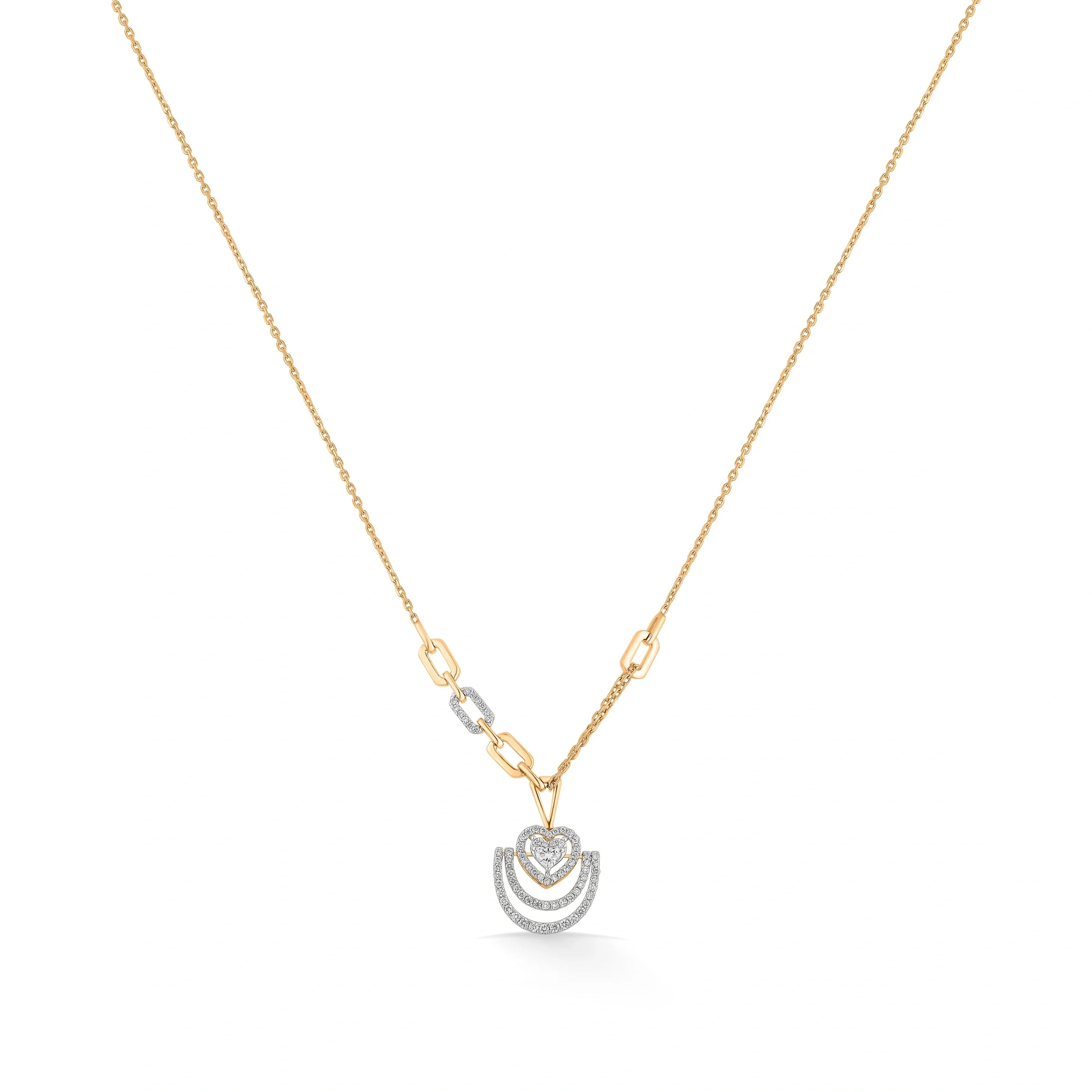 Golden Hearts Diamond Arc Majesty Necklace - Zen Diamond India
