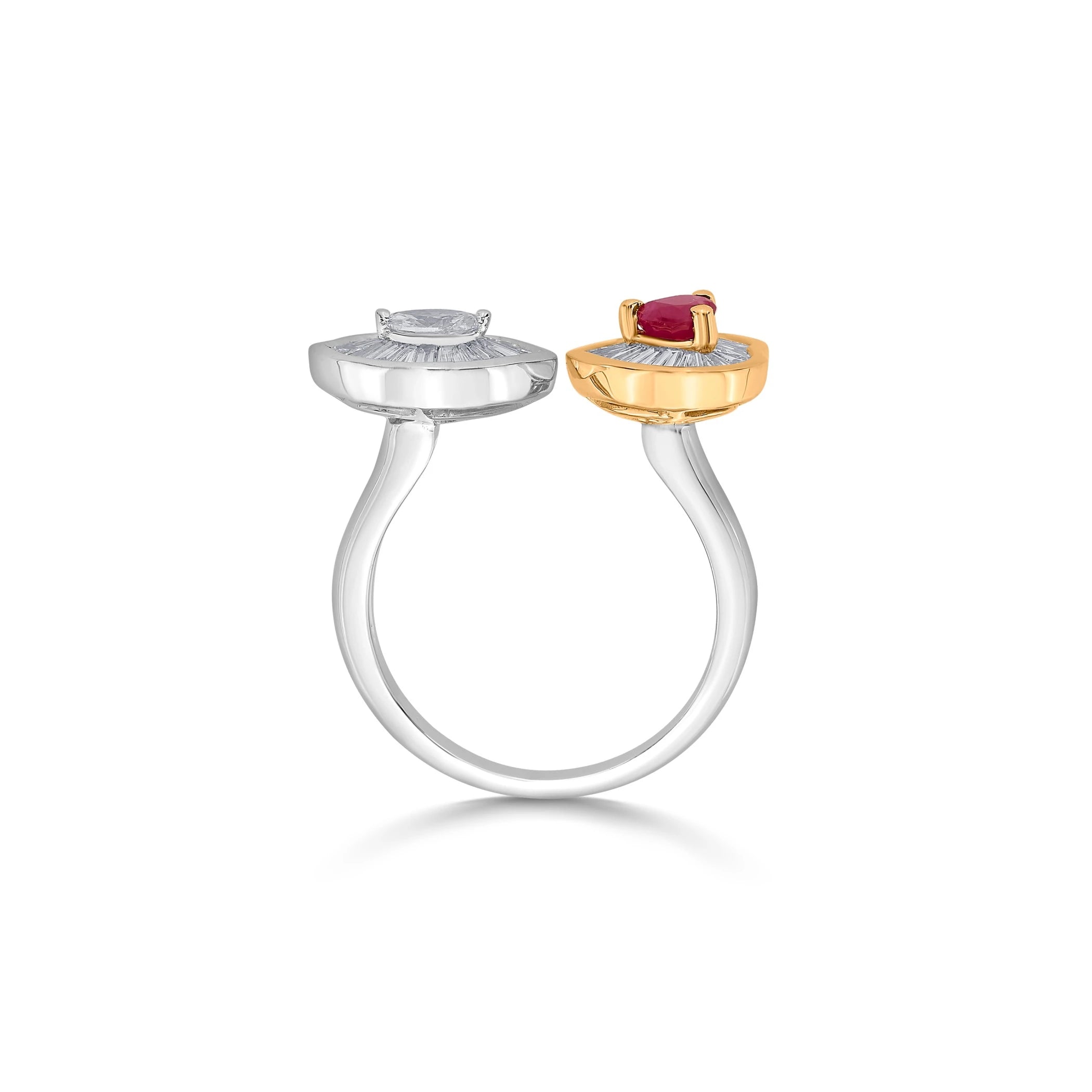 Iris Ruby Heart & Diamond Eye Ring - Zen Diamond India