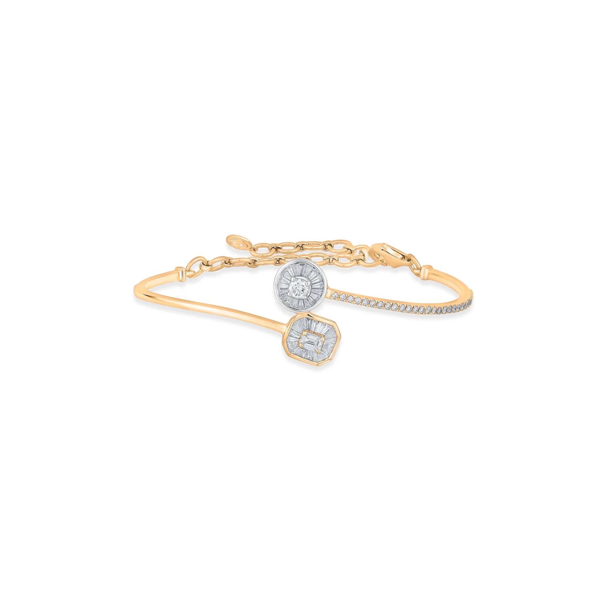 Square & Round Pave Duet Bracelet - Zen Diamond India