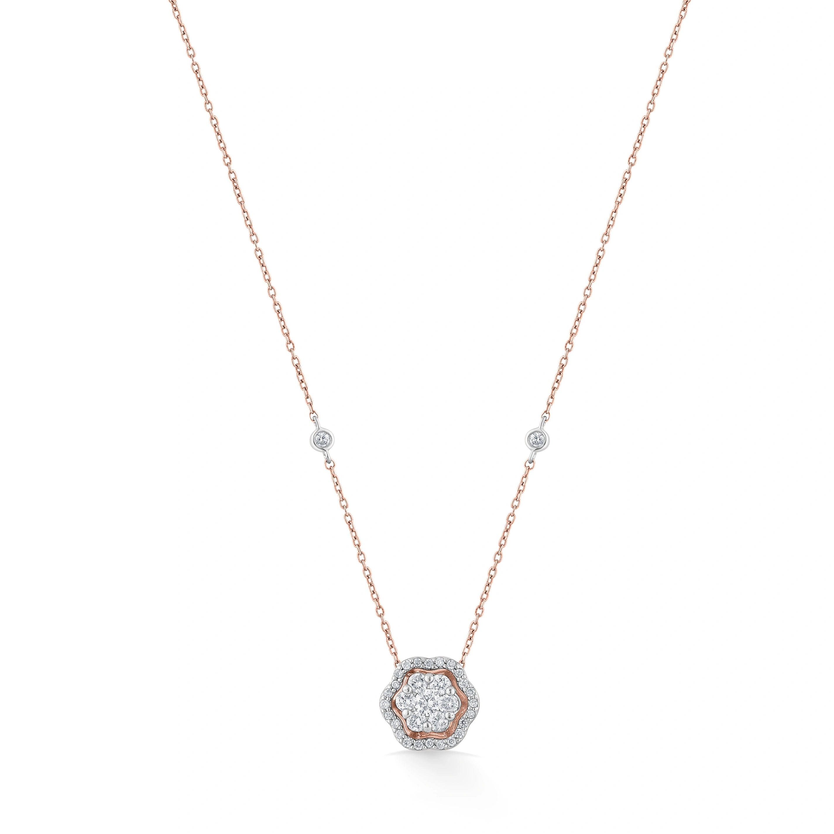 Rosé Bloom Diamond Halo Medallion Pendant - Zen Diamond India