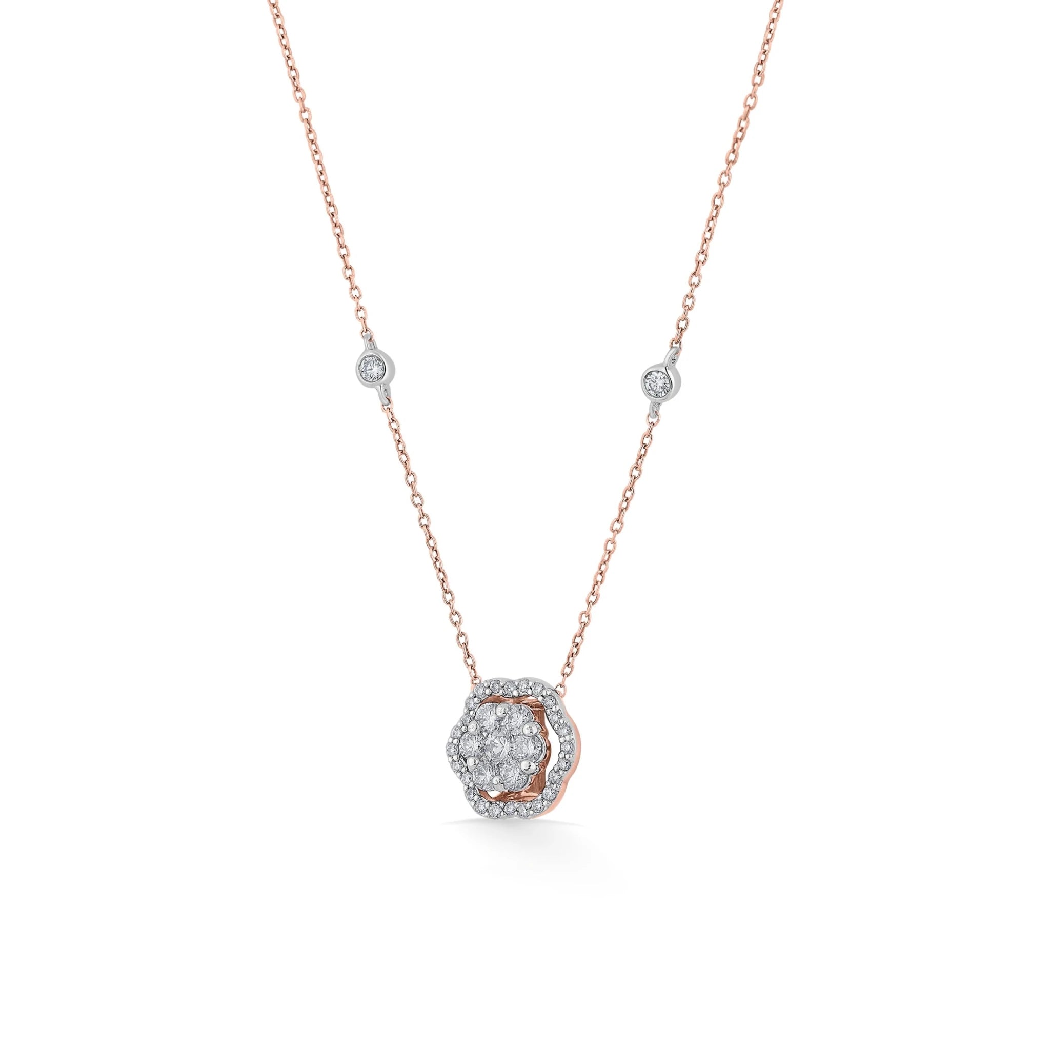 Rosé Bloom Diamond Halo Medallion Pendant - Zen Diamond India
