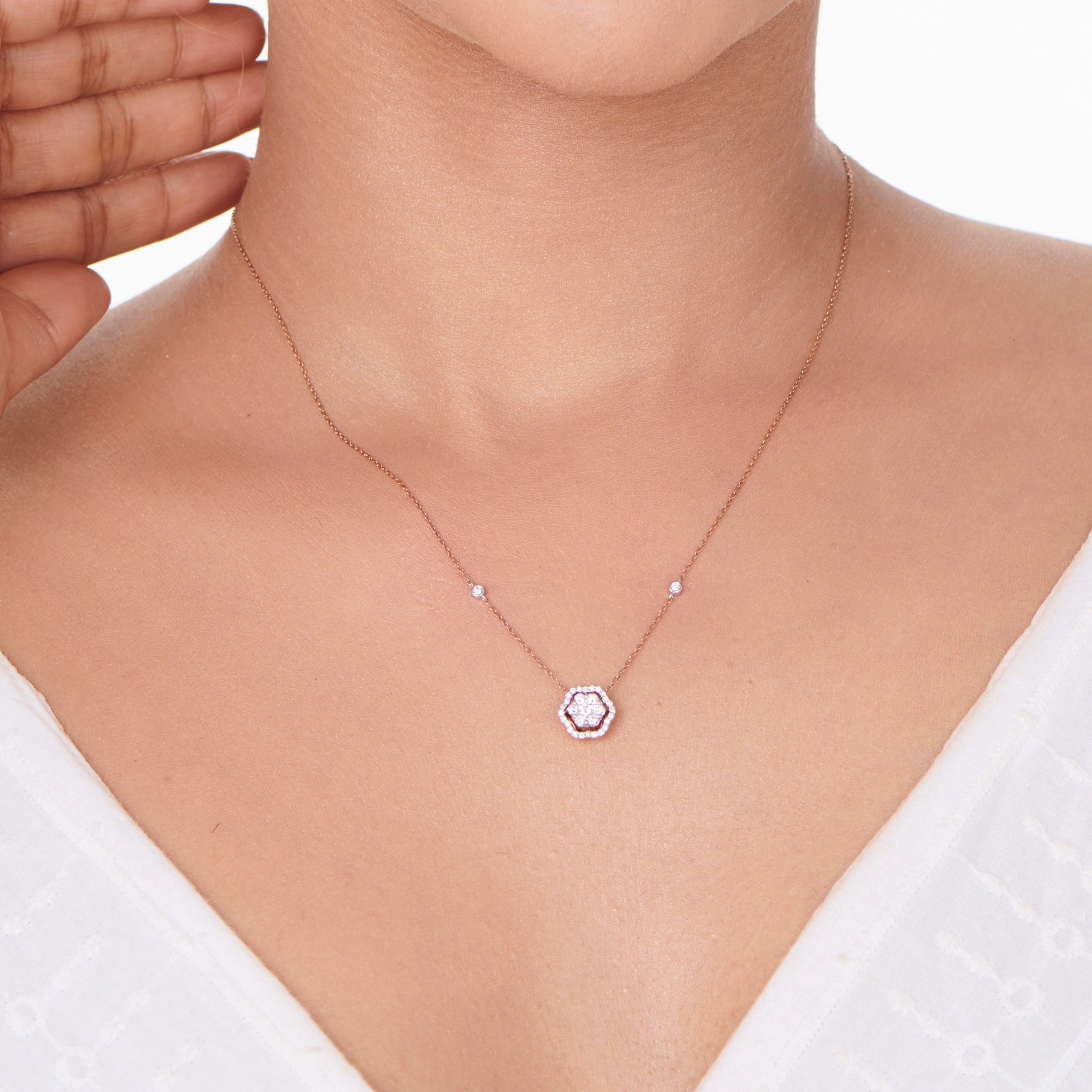 Rosé Bloom Diamond Halo Medallion Pendant - Zen Diamond India