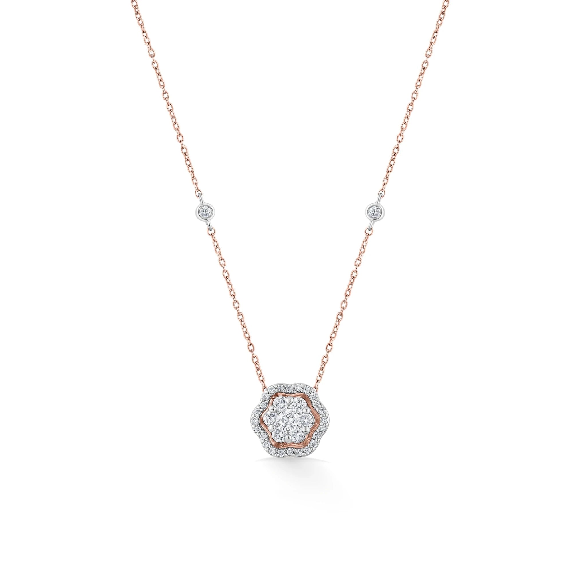 Rosé Bloom Diamond Halo Medallion Pendant - Zen Diamond India