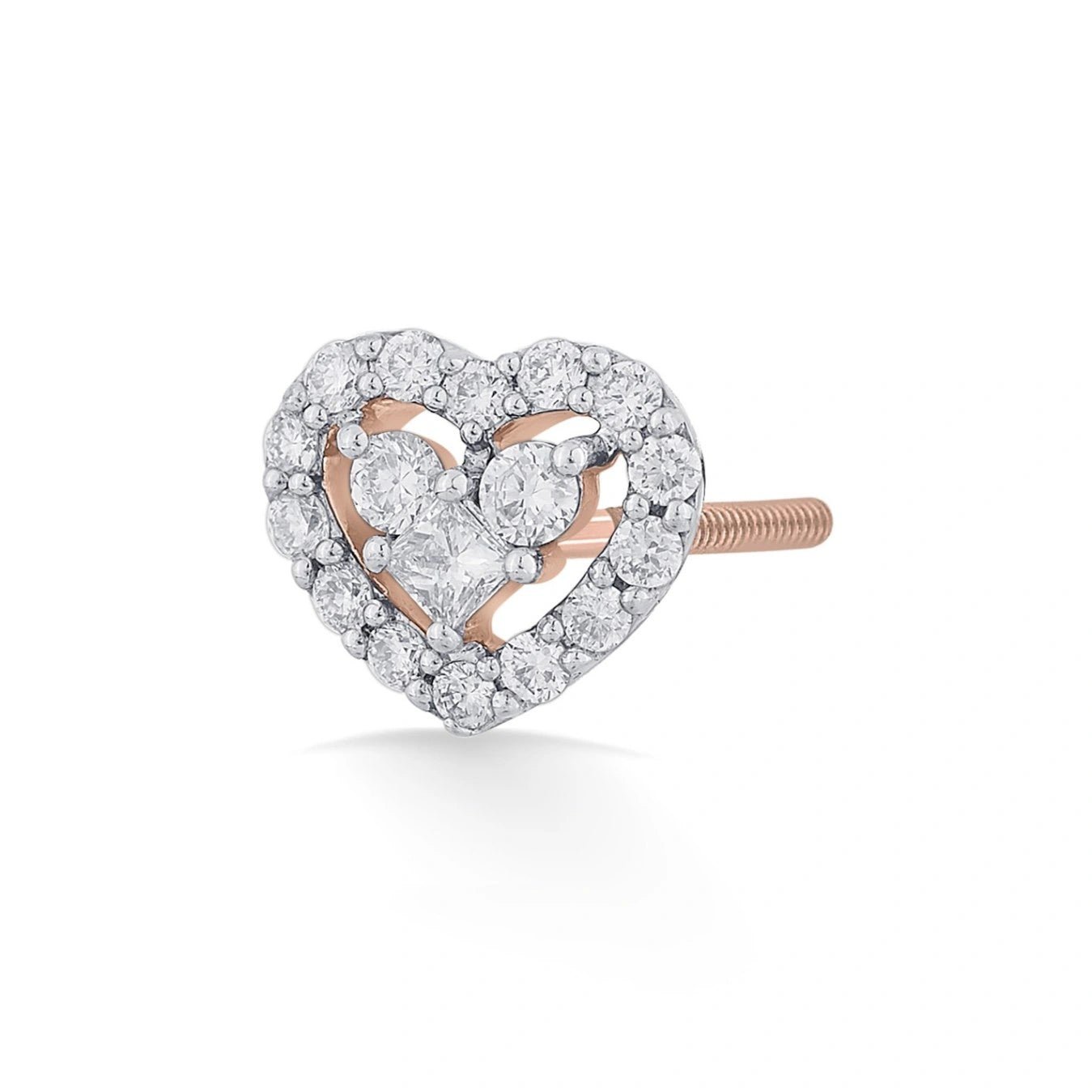 Love Knot Radiant Double Heart Studs - Zen Diamond India