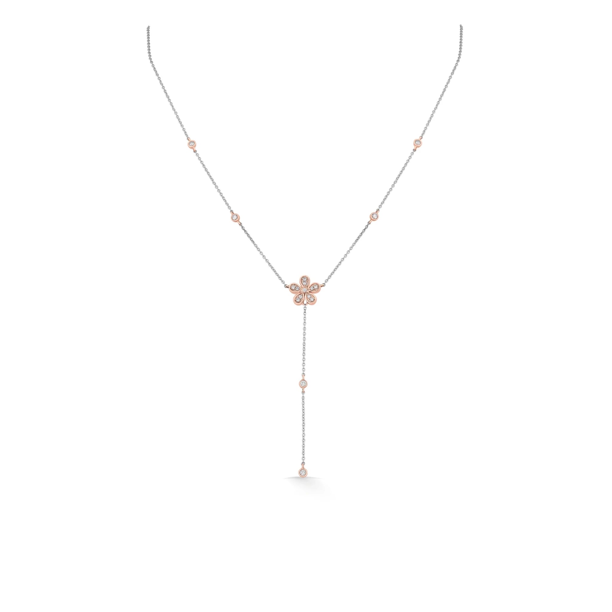 Blush Bloom Diamond Petal Lariat Necklace - Zen Diamond India
