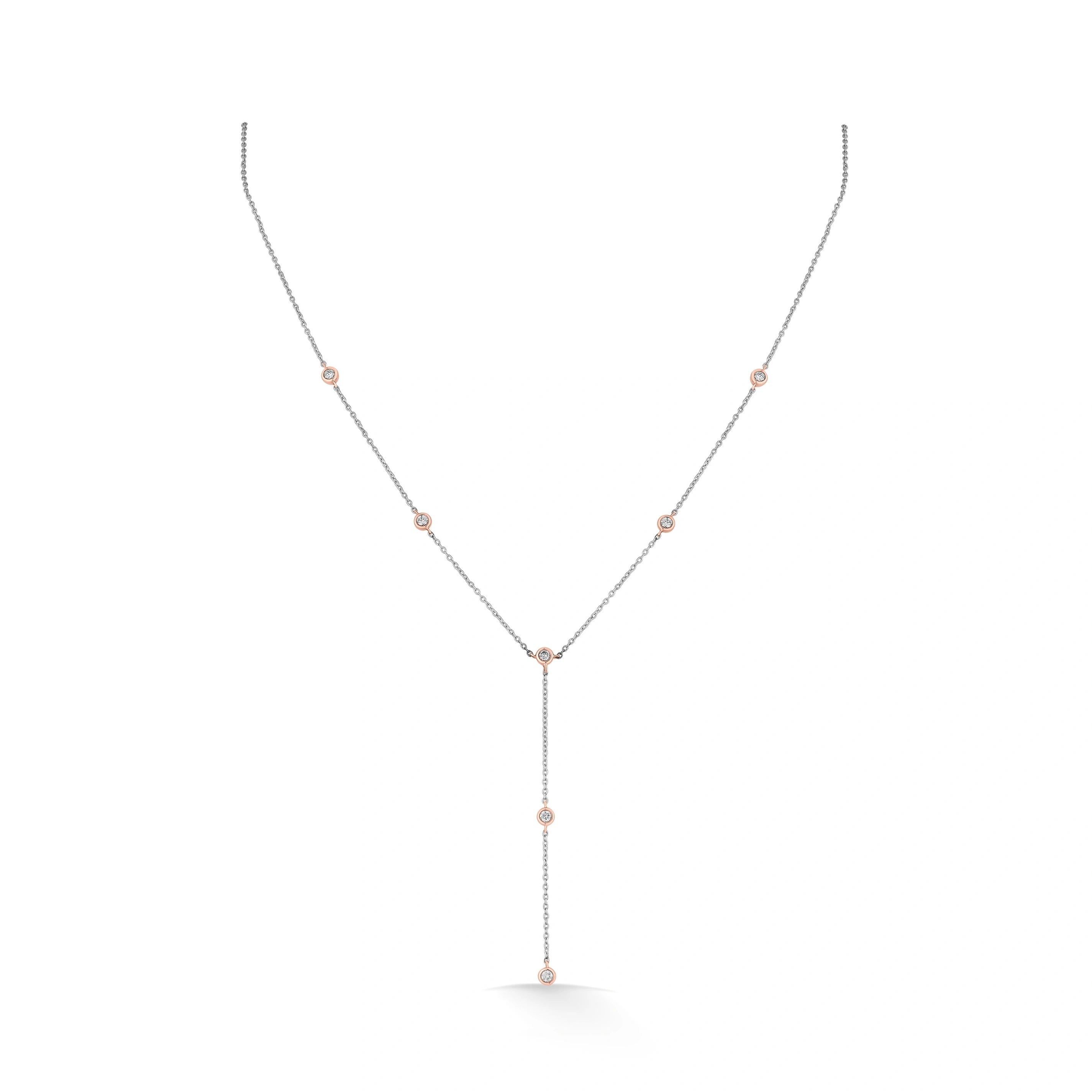 Rosé Droplets Diamond Lariat Necklace - Zen Diamond India