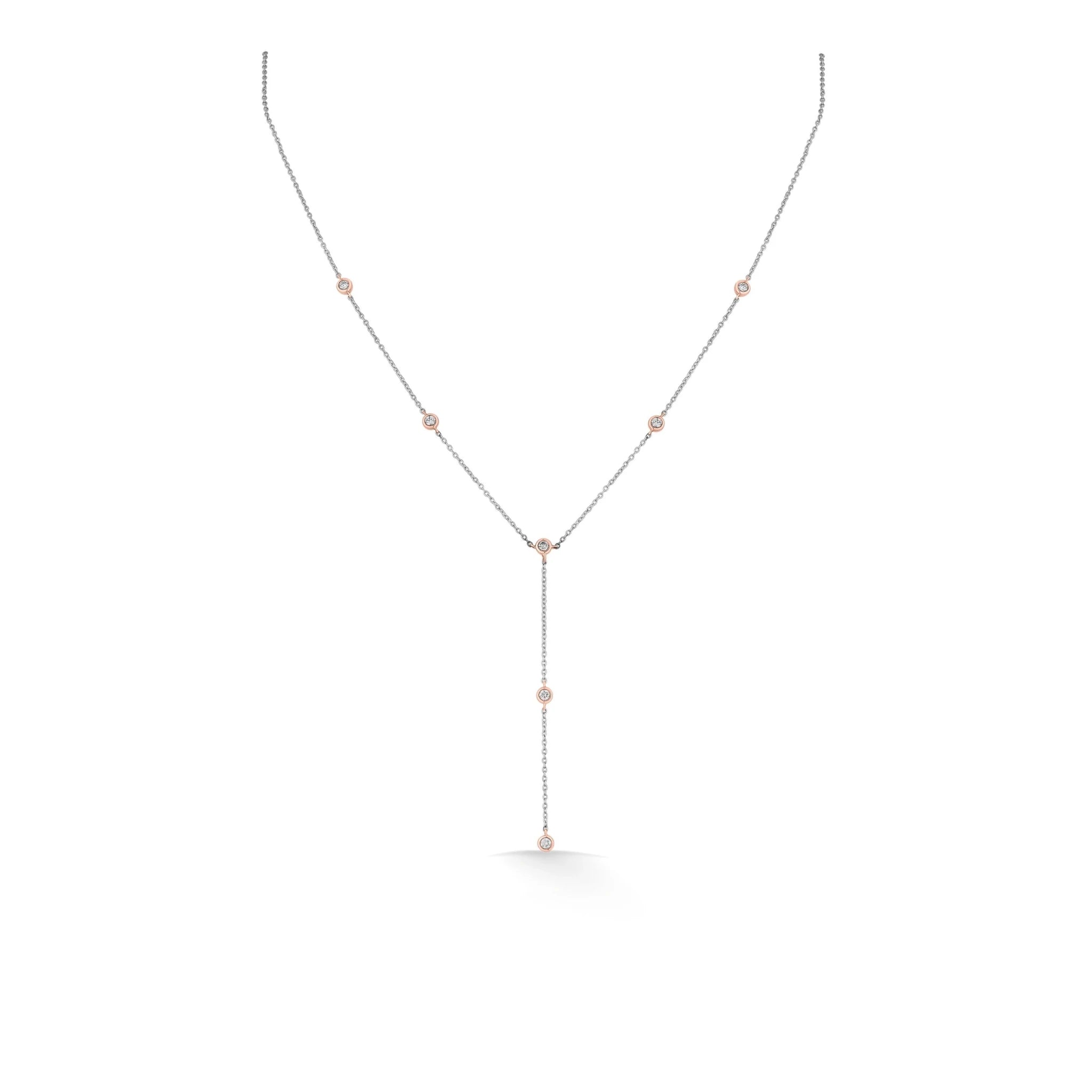Rosé Droplets Diamond Lariat Necklace - Zen Diamond India
