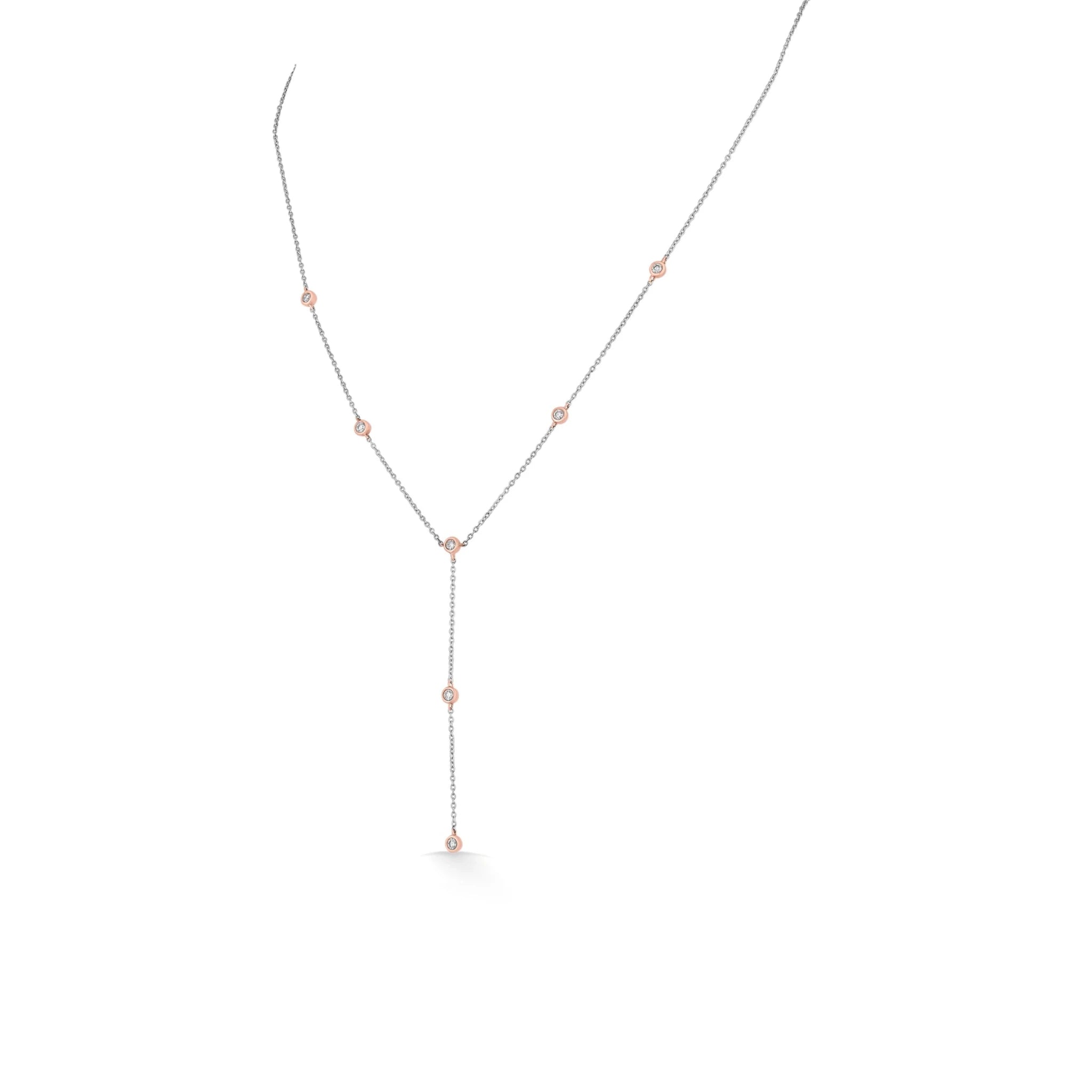 Rosé Droplets Diamond Lariat Necklace - Zen Diamond India