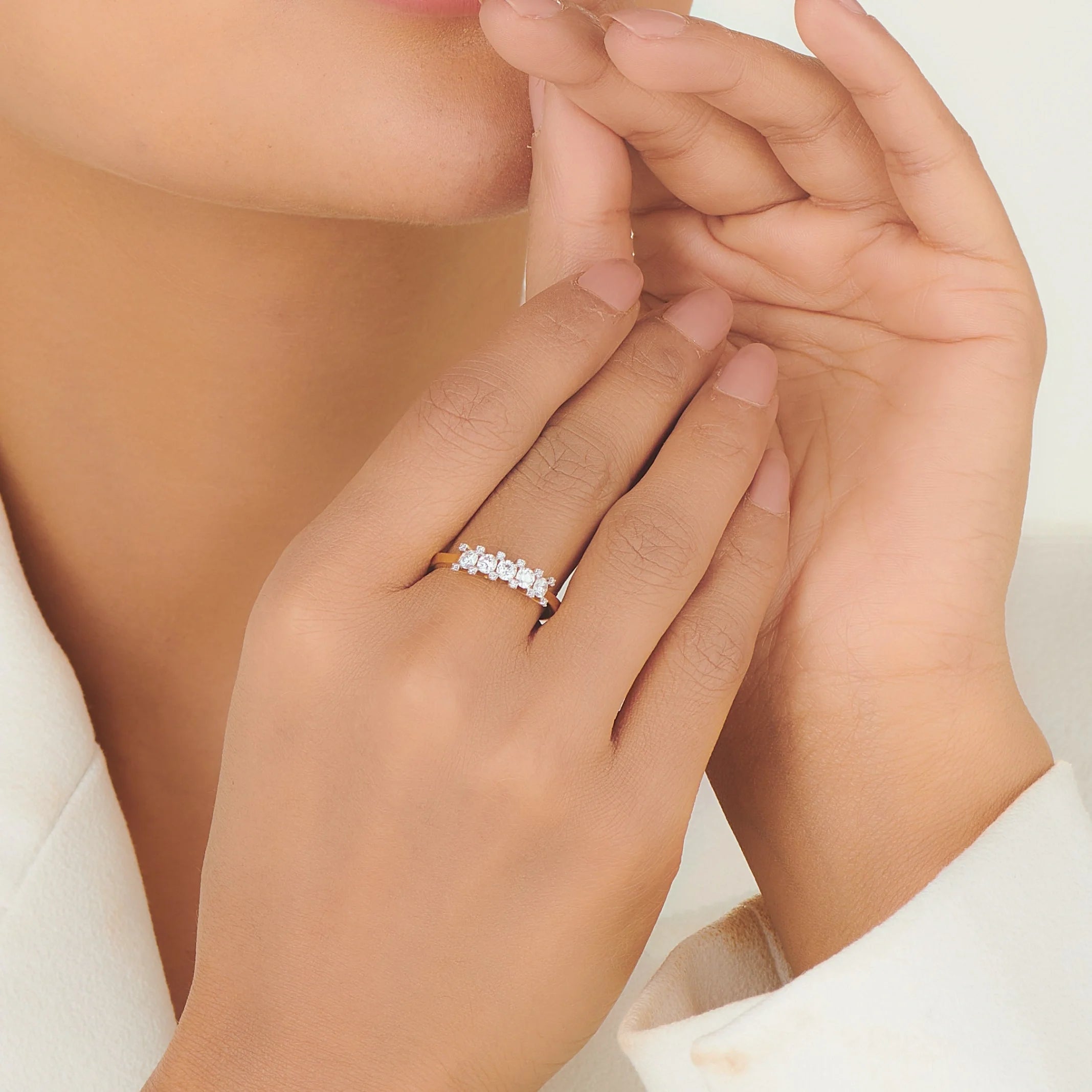 Sassy Golden Starlight Symphony Ring - Zen Diamond India