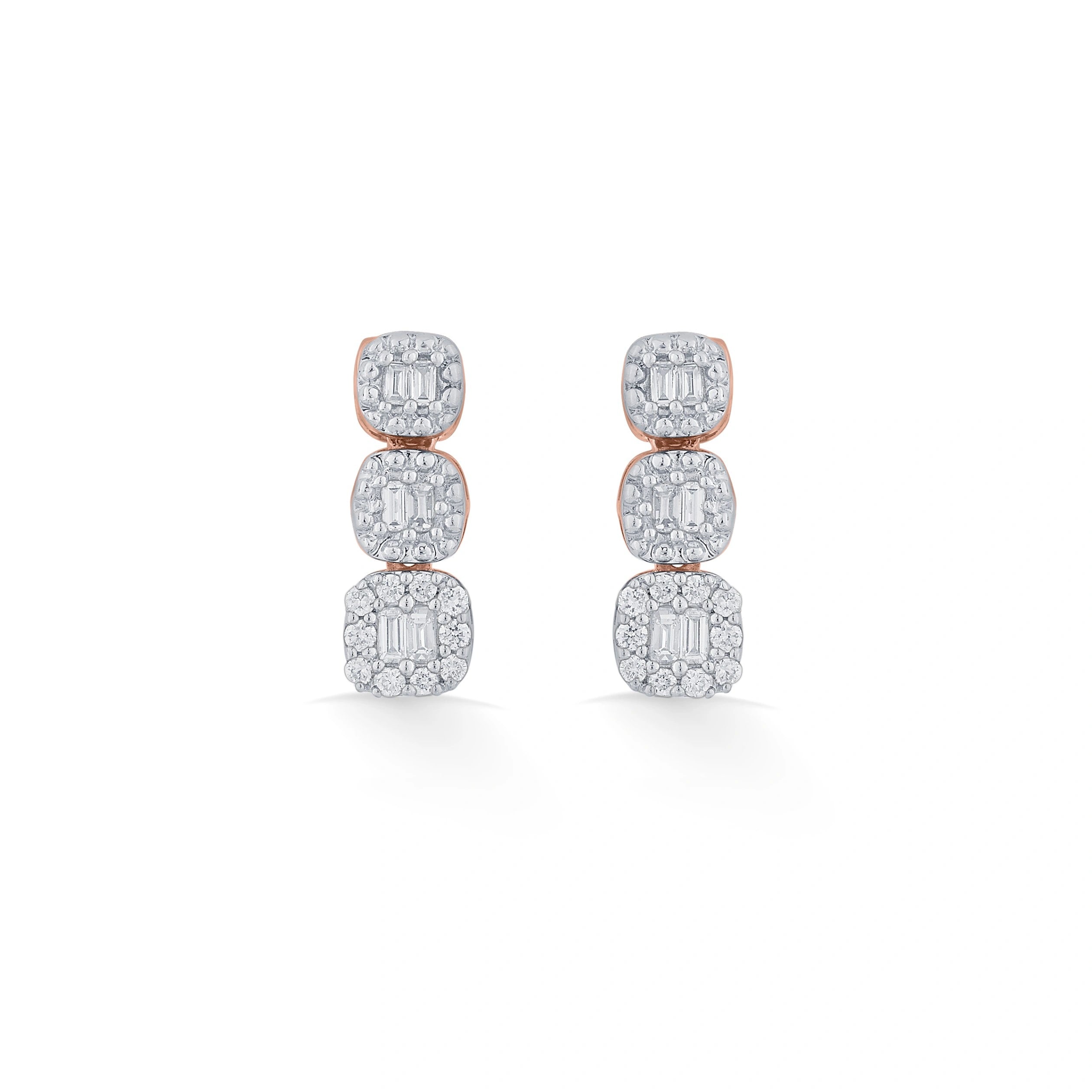Classic Stacked Square Earrings - Zen Diamond India