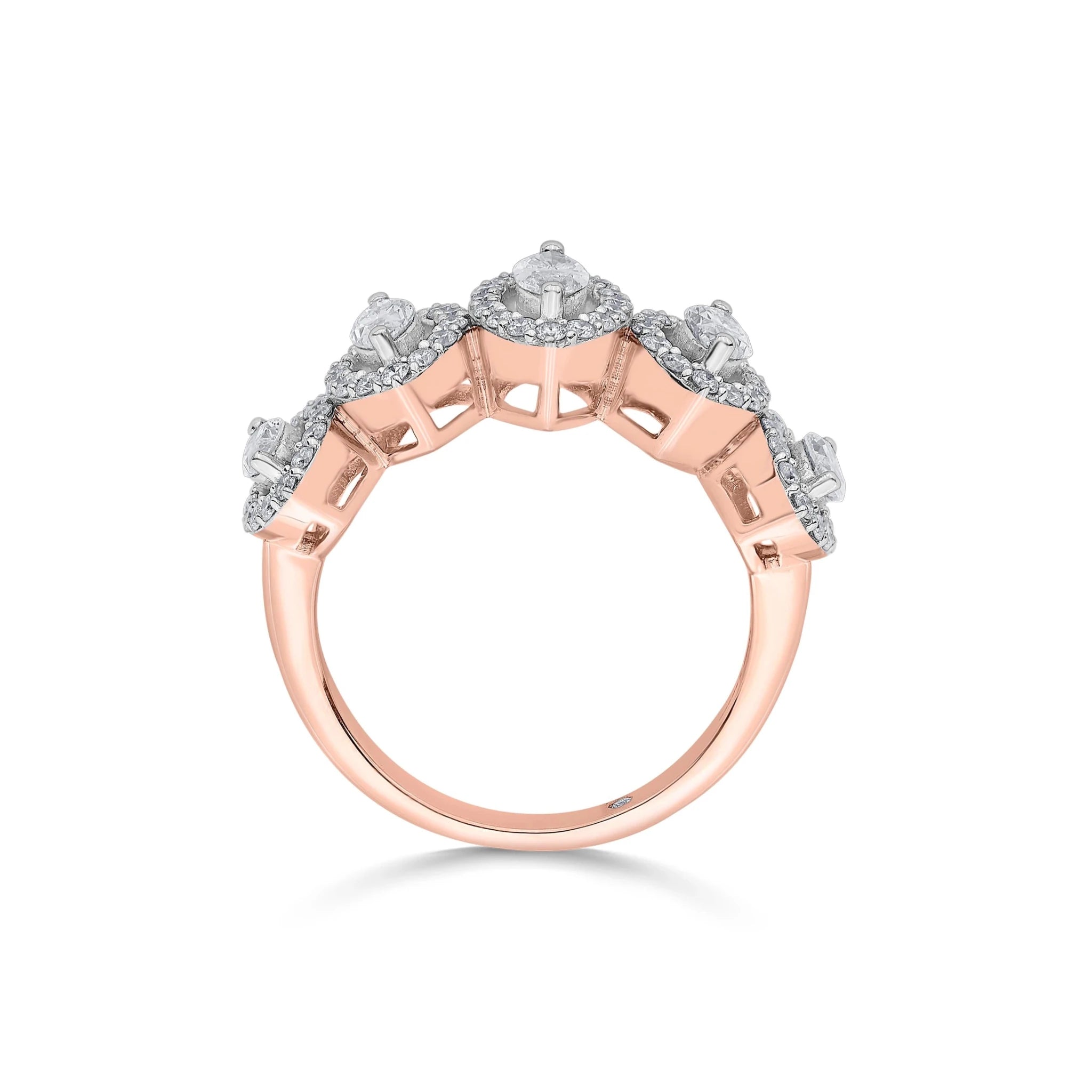 Solitaire Marquise Petal Crown Ring - Zen Diamond India