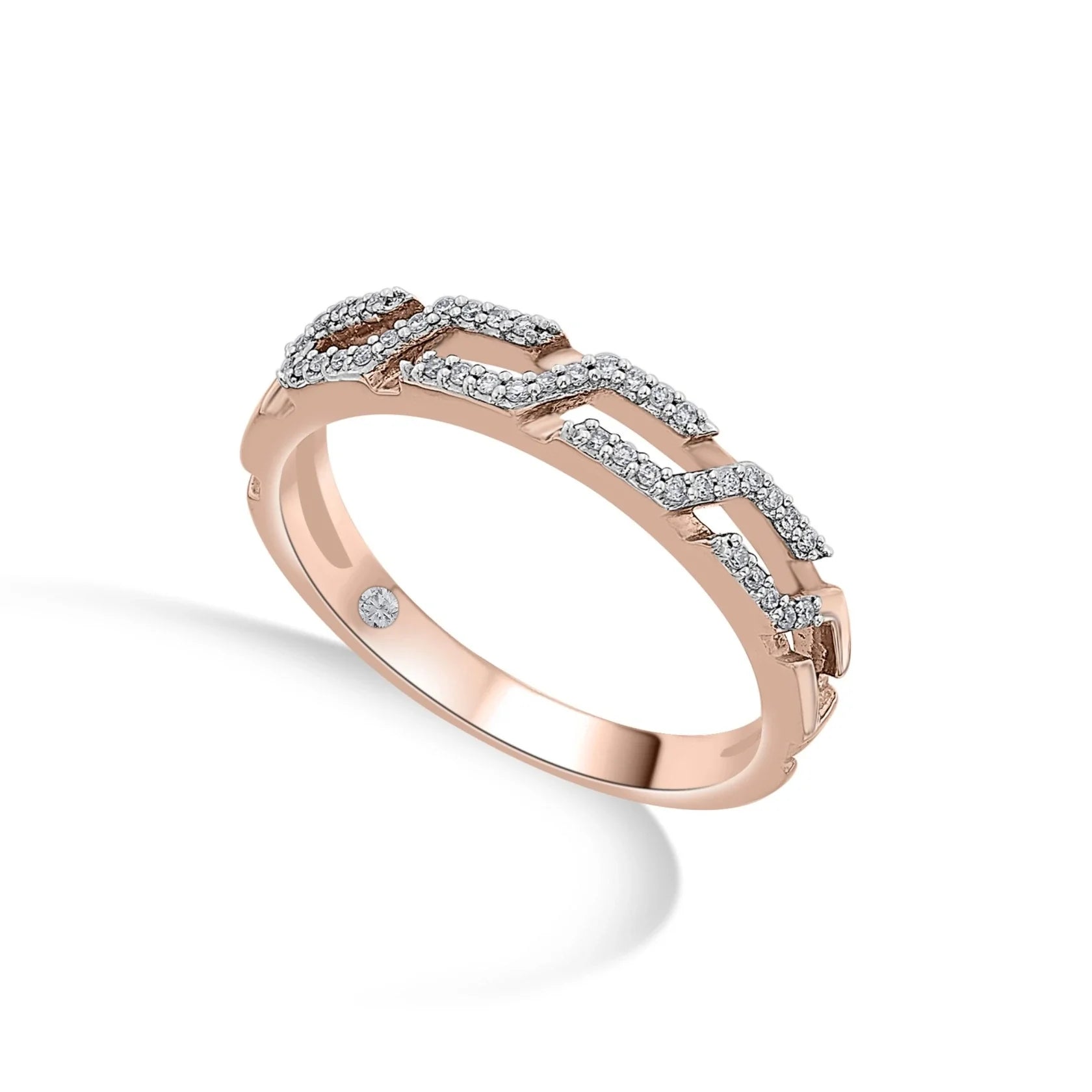 Cuban Grid Glimmer Ring - Zen Diamond India