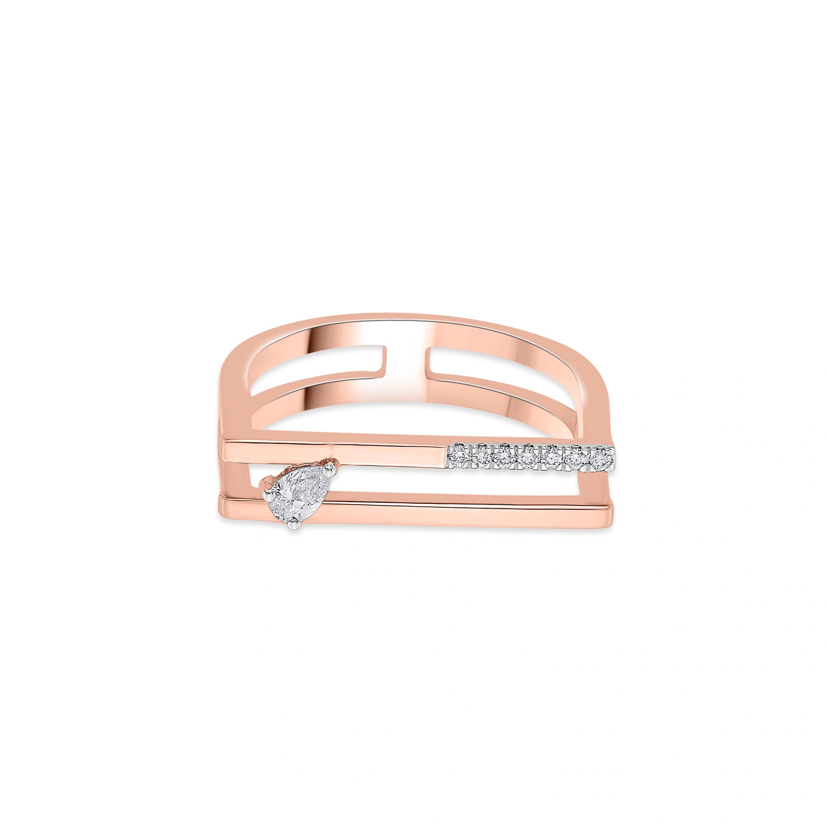 Seven Up Abstract Bar Ring - Zen Diamond India
