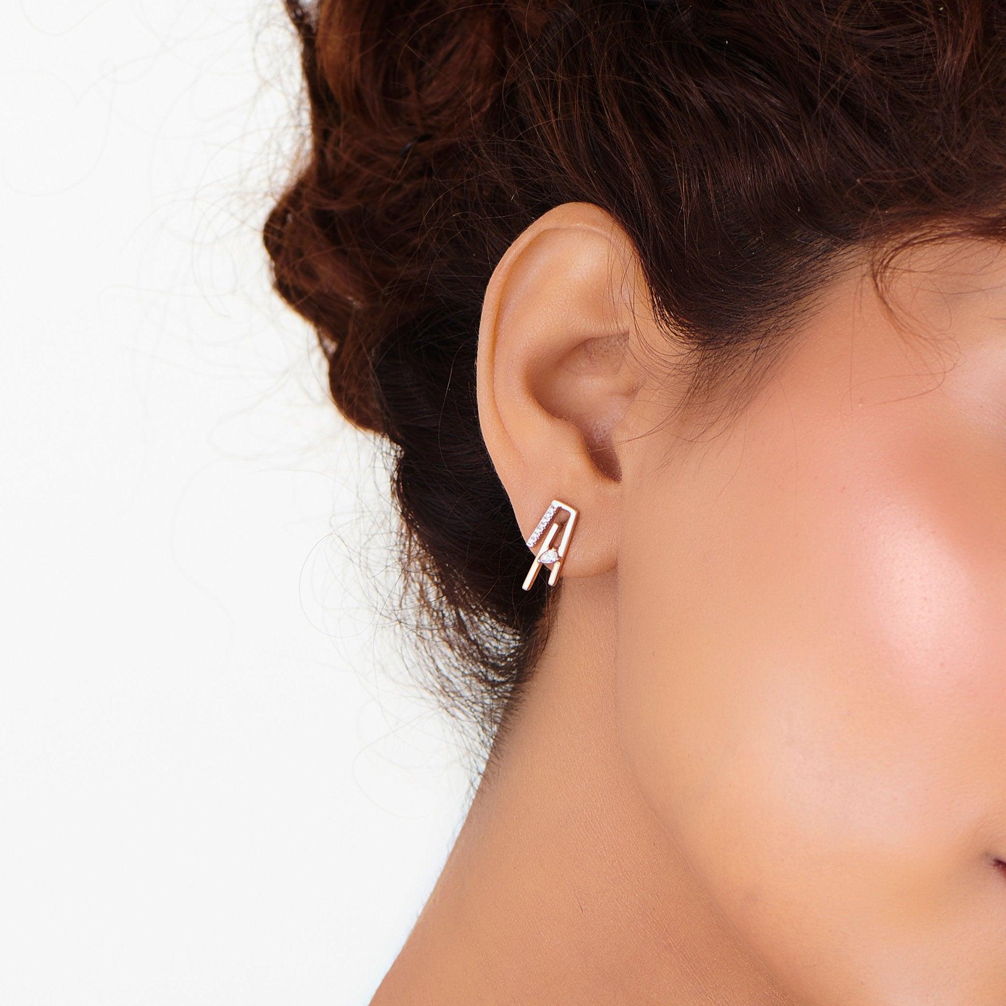 Seven Up Abstract Tri Bar Earring